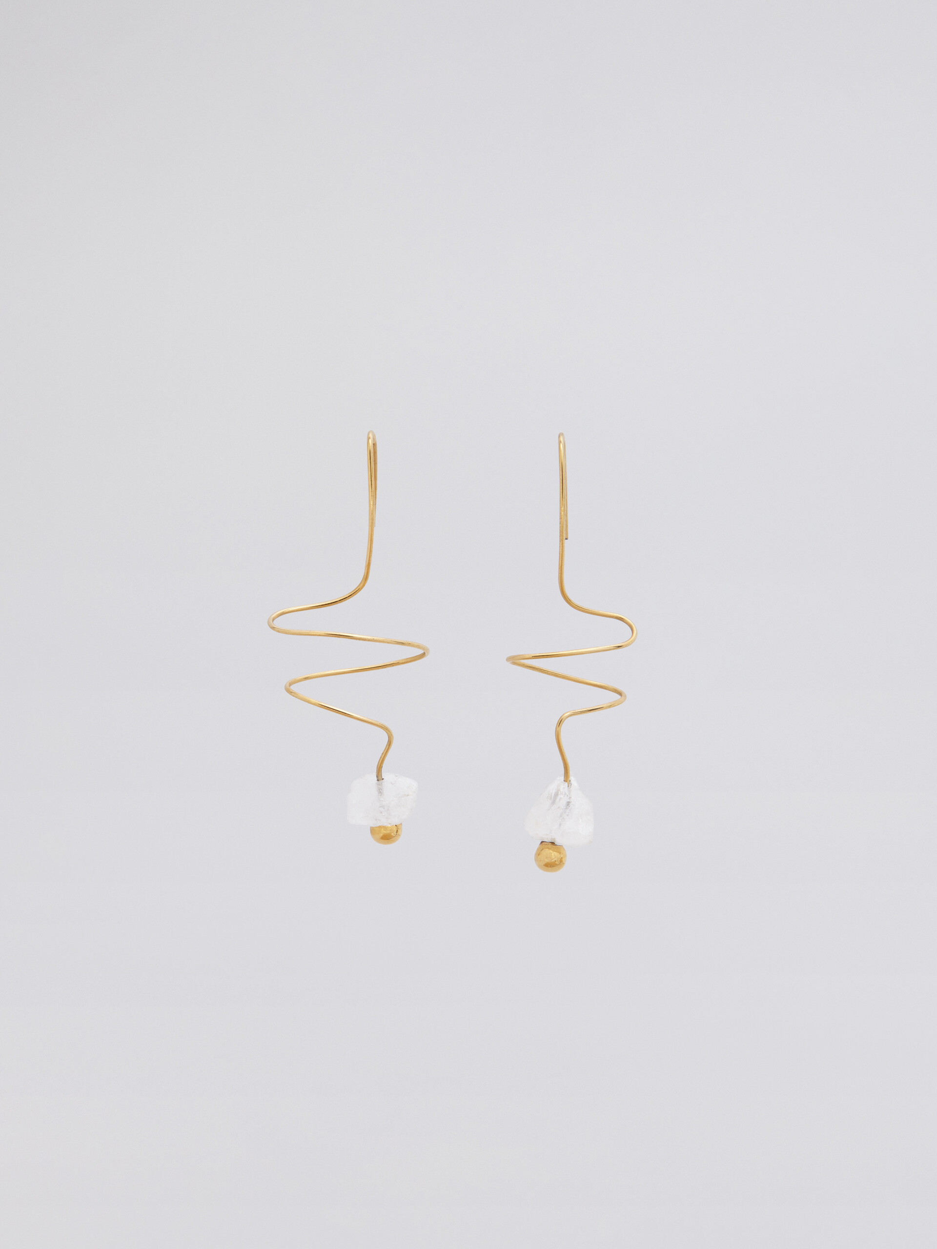 Boucles d'oreilles à crochet TEARS en laiton doré et quartz - Boucles d’oreilles - Image 1