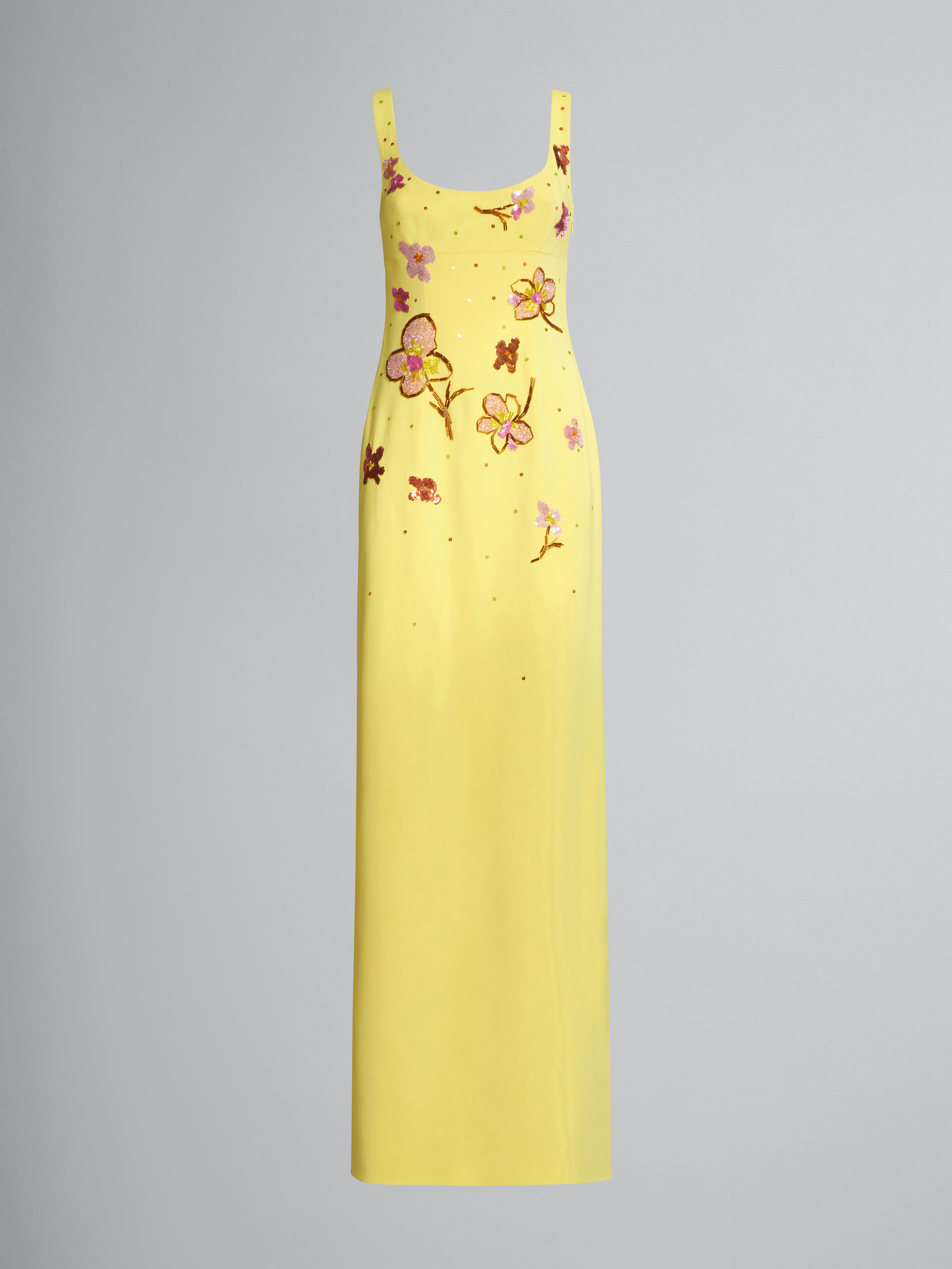 Yellow cady long dress with sequins - Dresses - Image 1