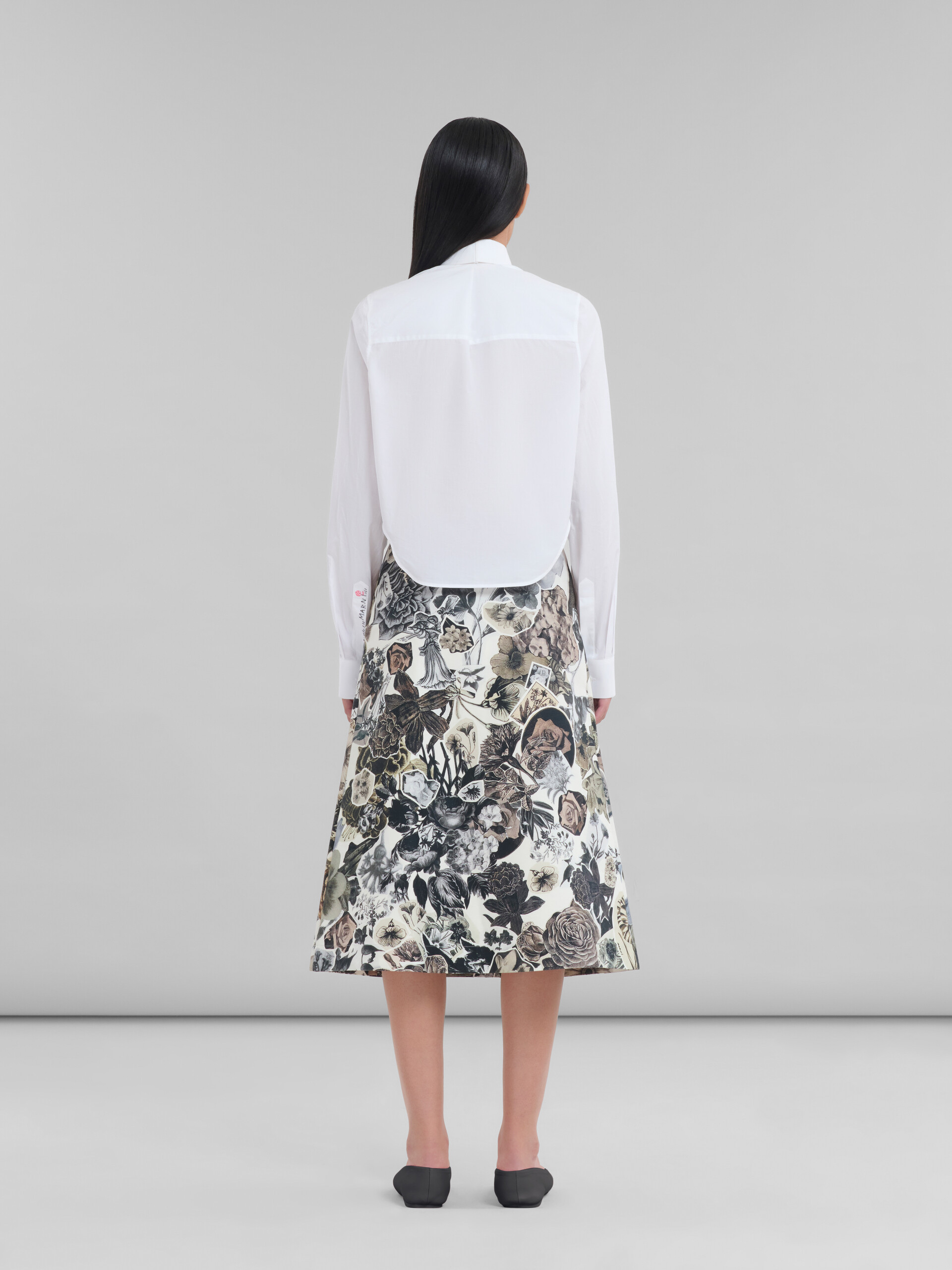 Black and white A-line skirt with Nocturnal print - Skirts - Image 3
