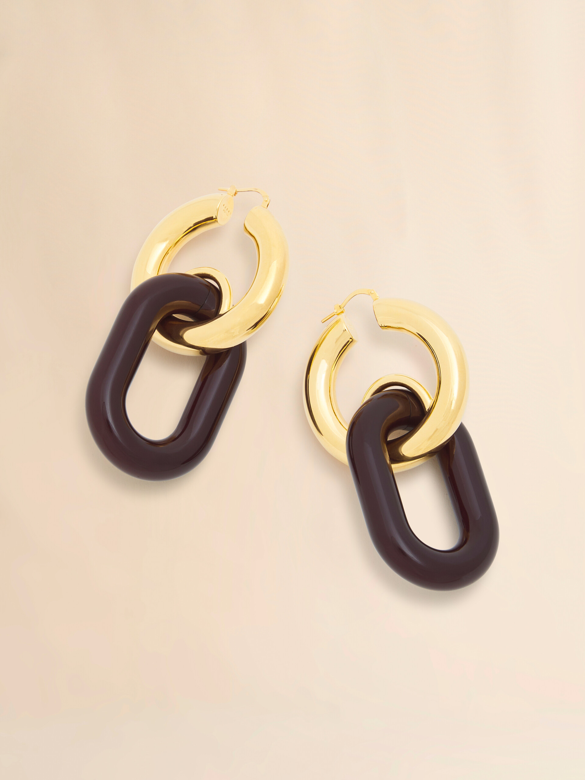 Brown resin chain earrings - Earrings - Image 4