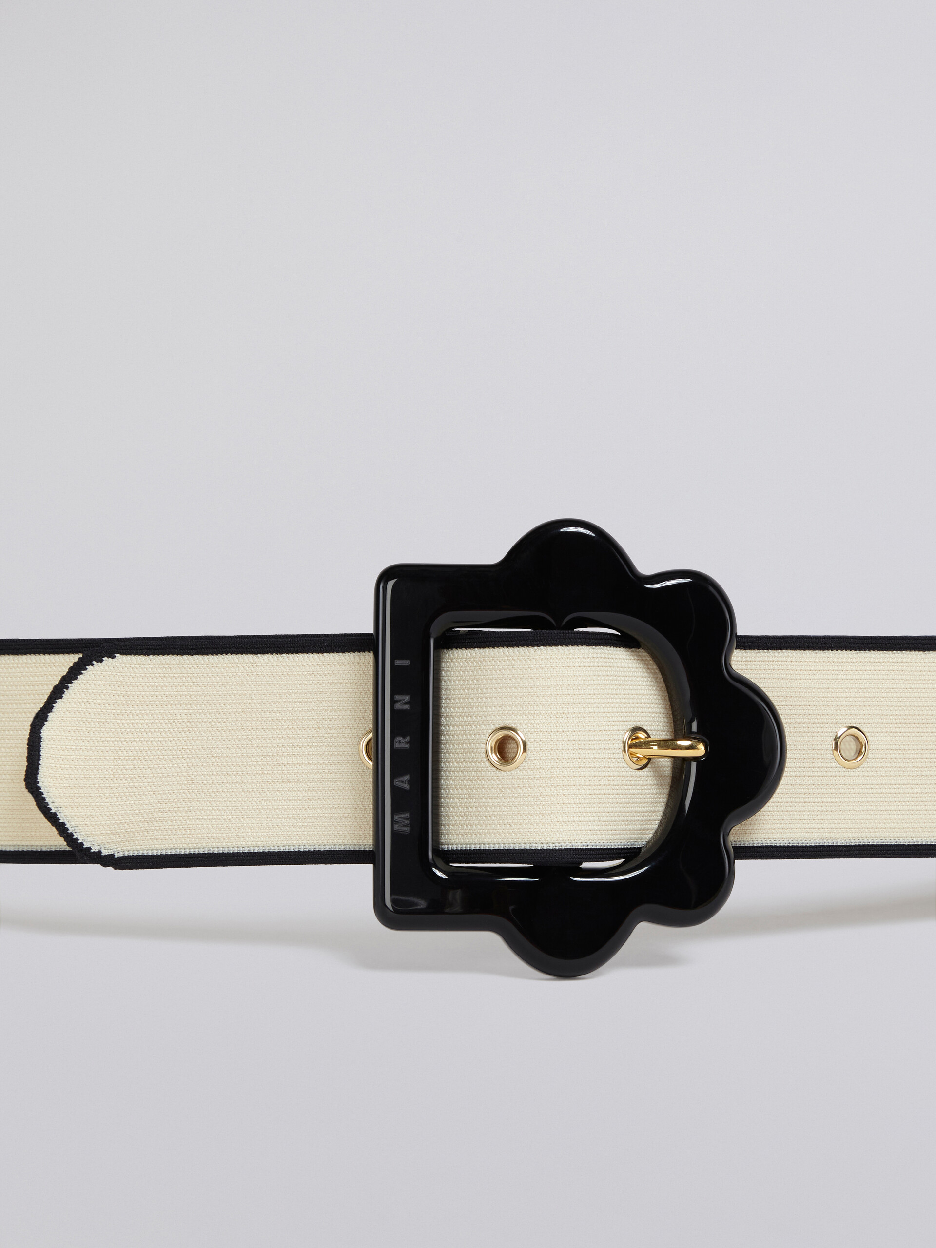 White and black jacquard flower belt - Belts - Image 3