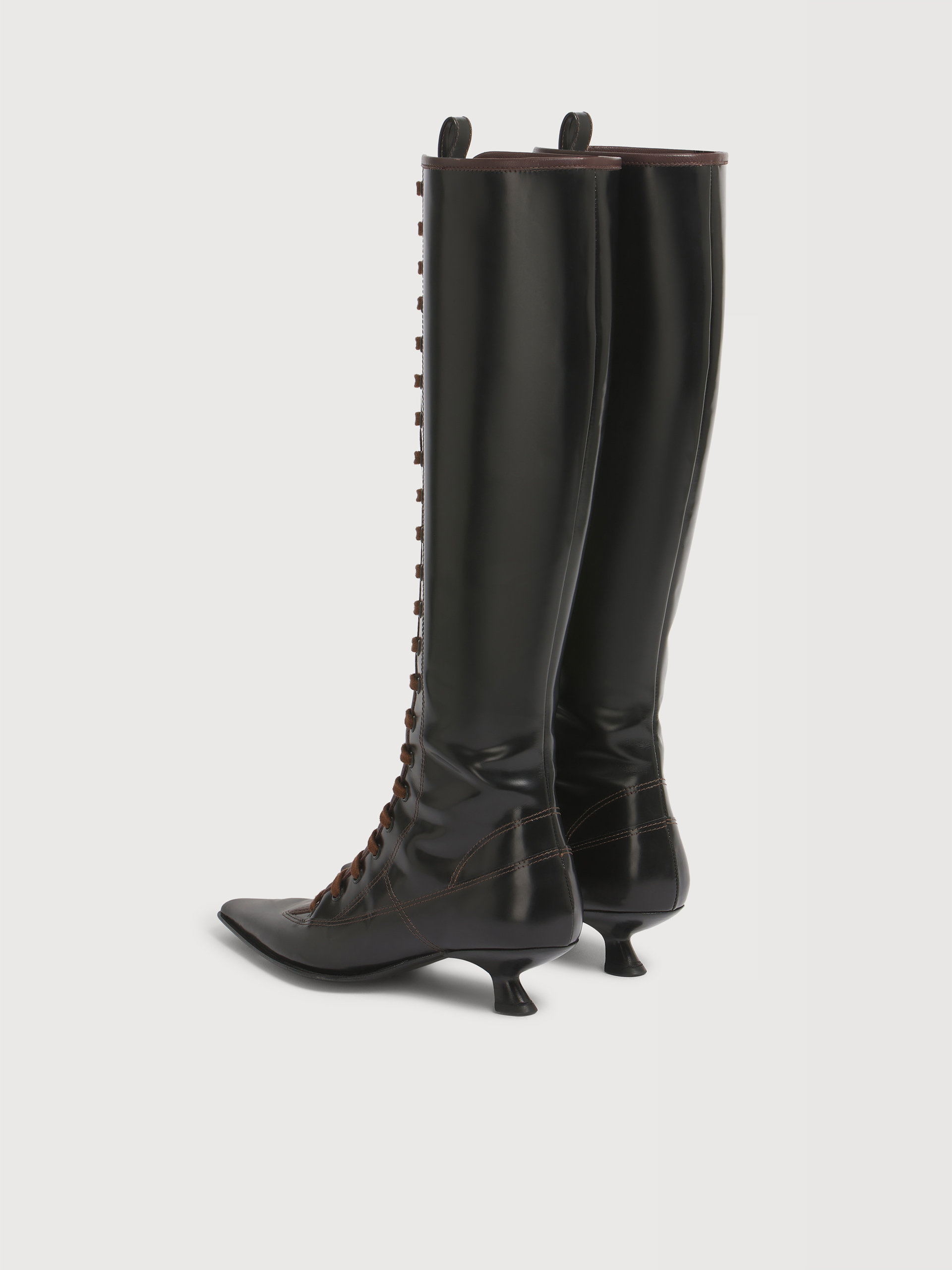 Black leather boot with full lace-up front - Boots - Image 4