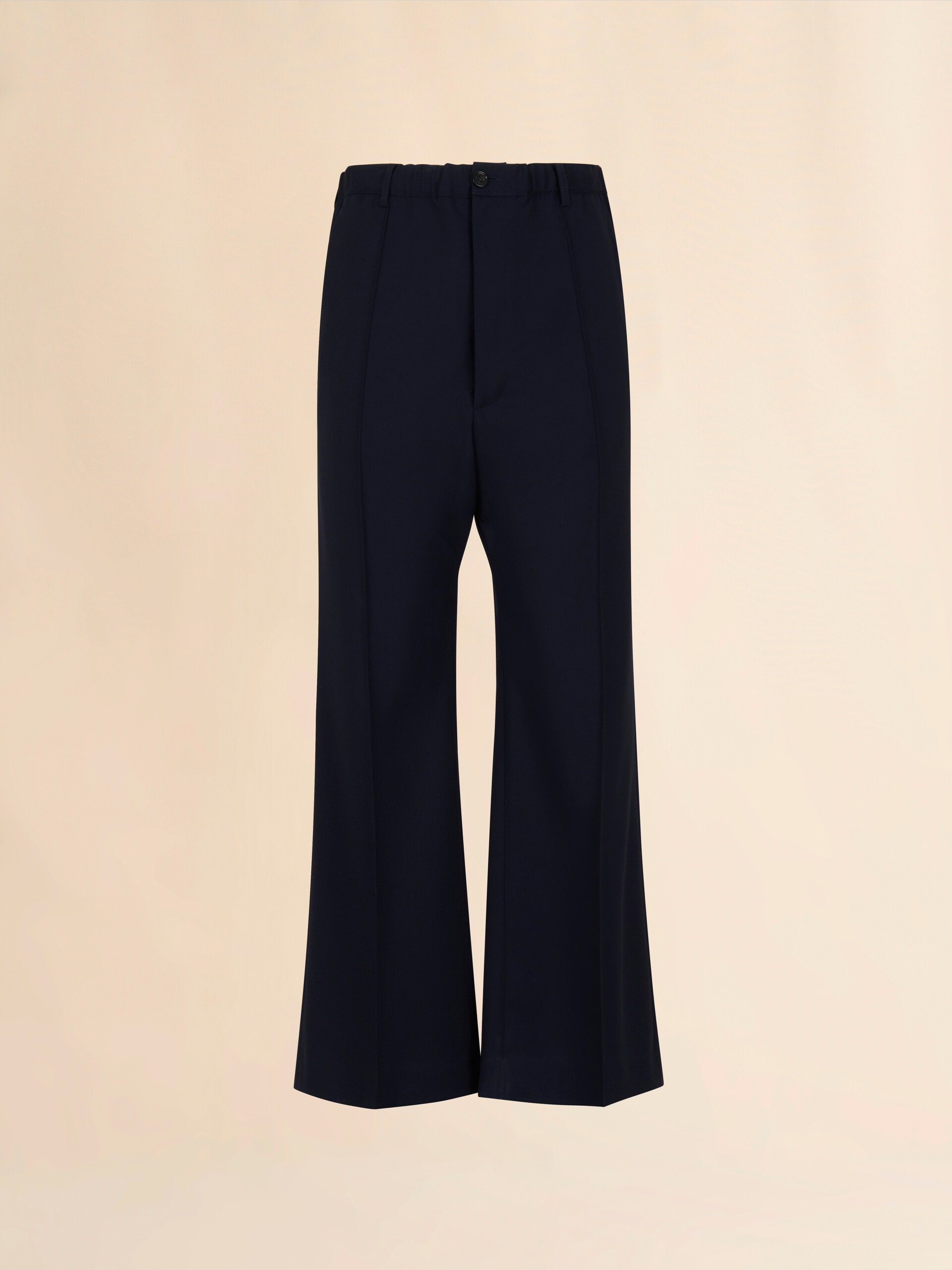 Dunkelblaue Hose aus Wolle mit genähten Falten - Hosen - Image 1