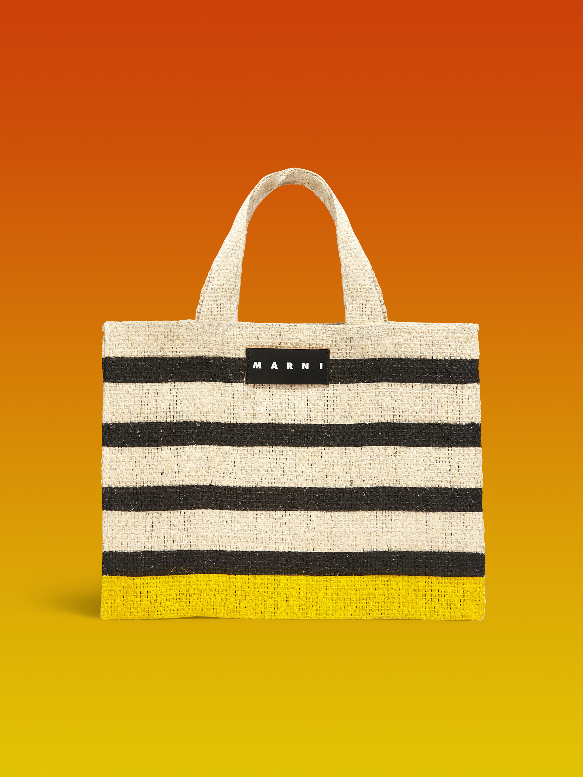 MARNI MARKET small bag in black and yellow natural fiber - Bags - Image 1