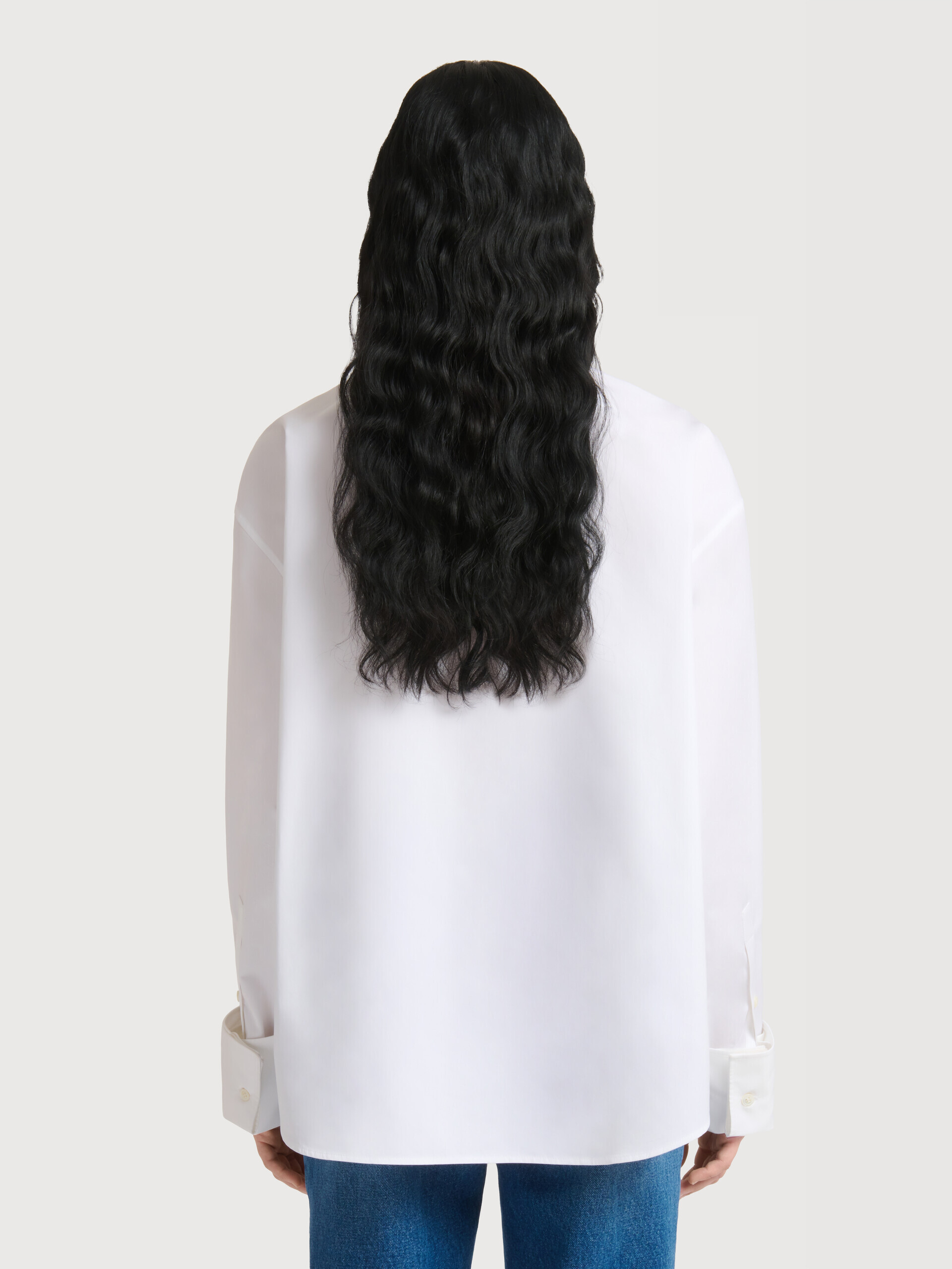 White poplin shirt with neck tie - Shirts - Image 4