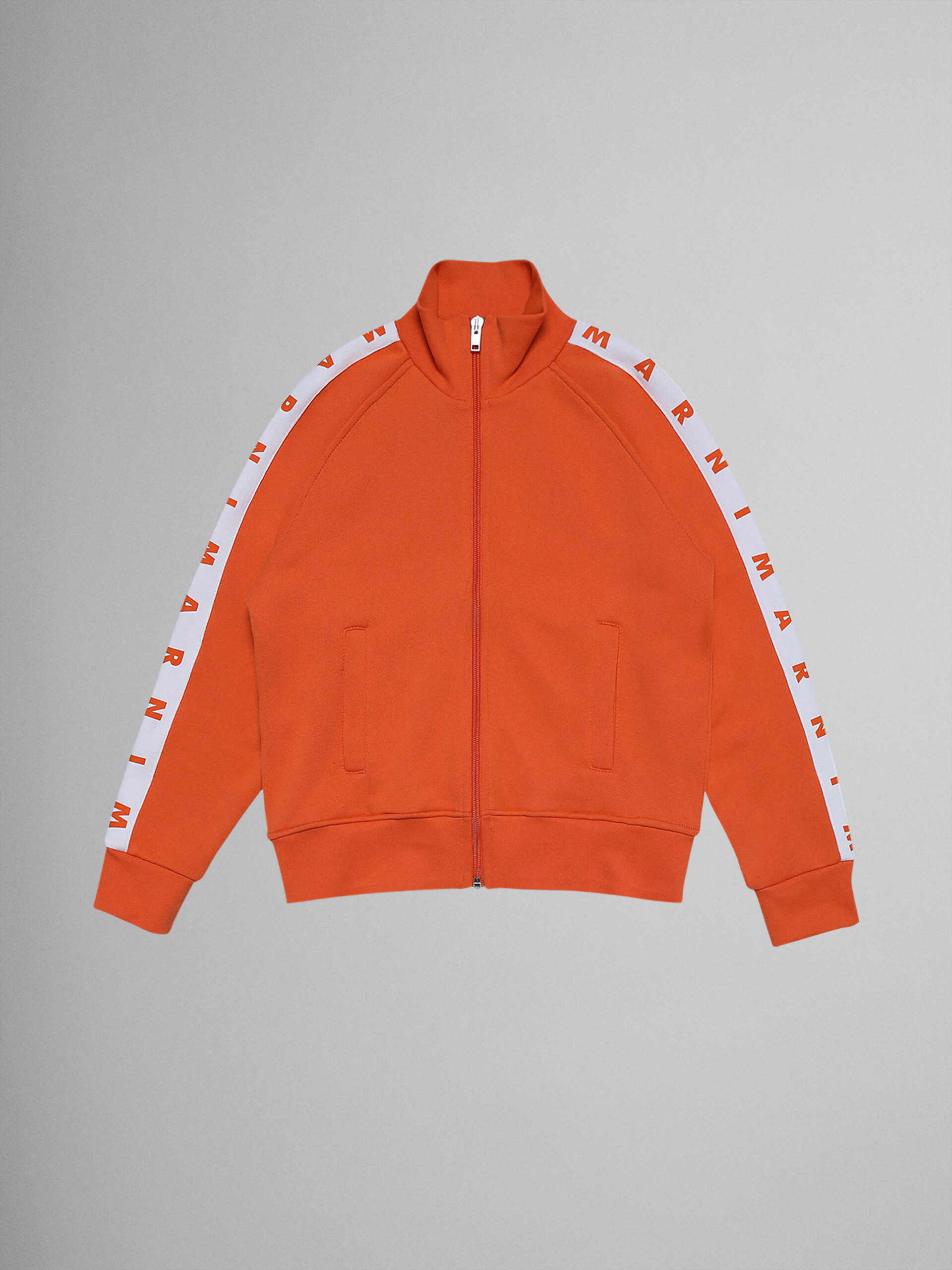 오렌지 컬러의 테크니컬 코튼 풀 지퍼 스웨트 셔츠 - Sweaters - Image 1