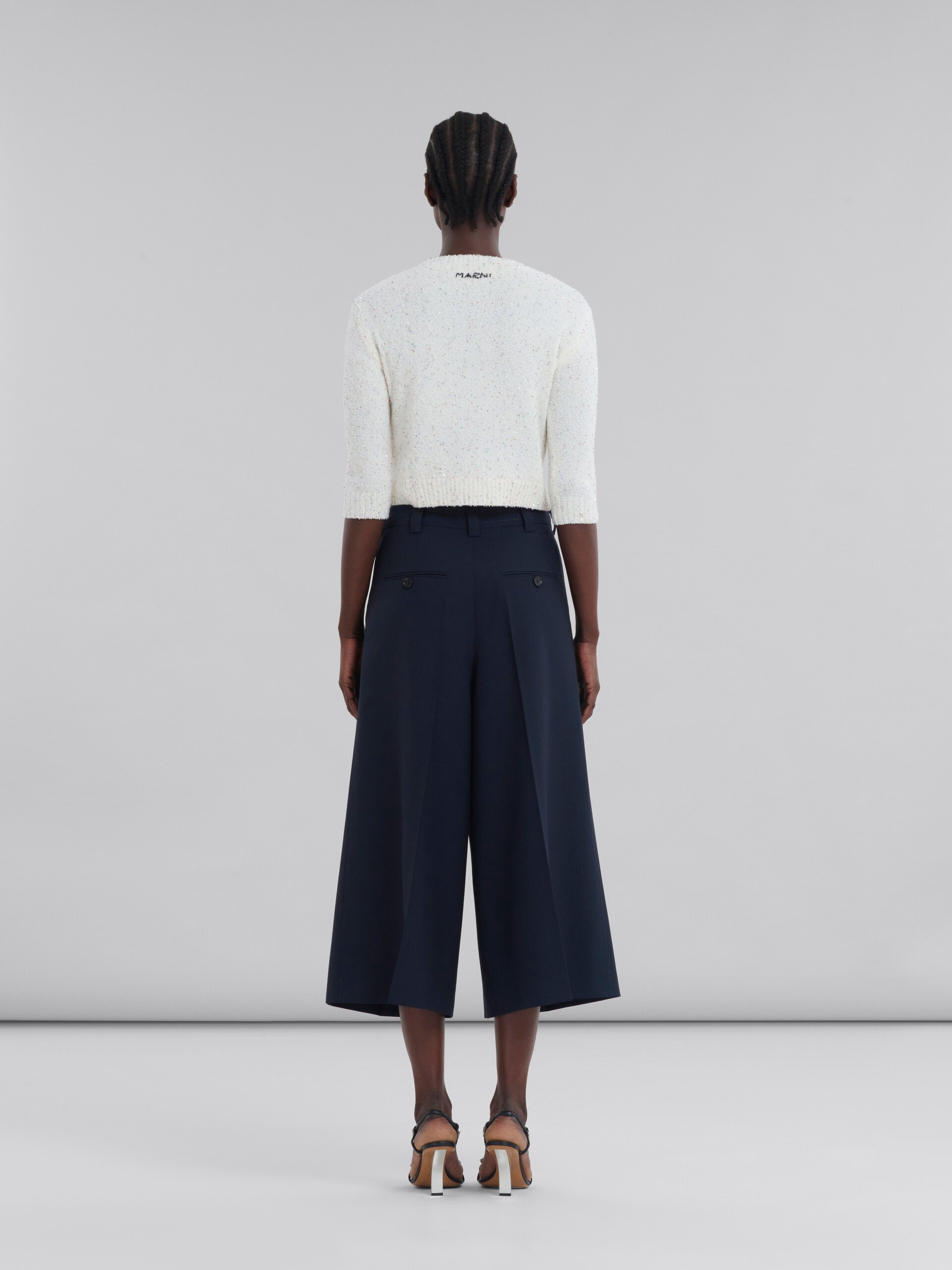 Kurz geschnittene Hose aus dunkelblauer Tropenwolle - Hosen - Image 3