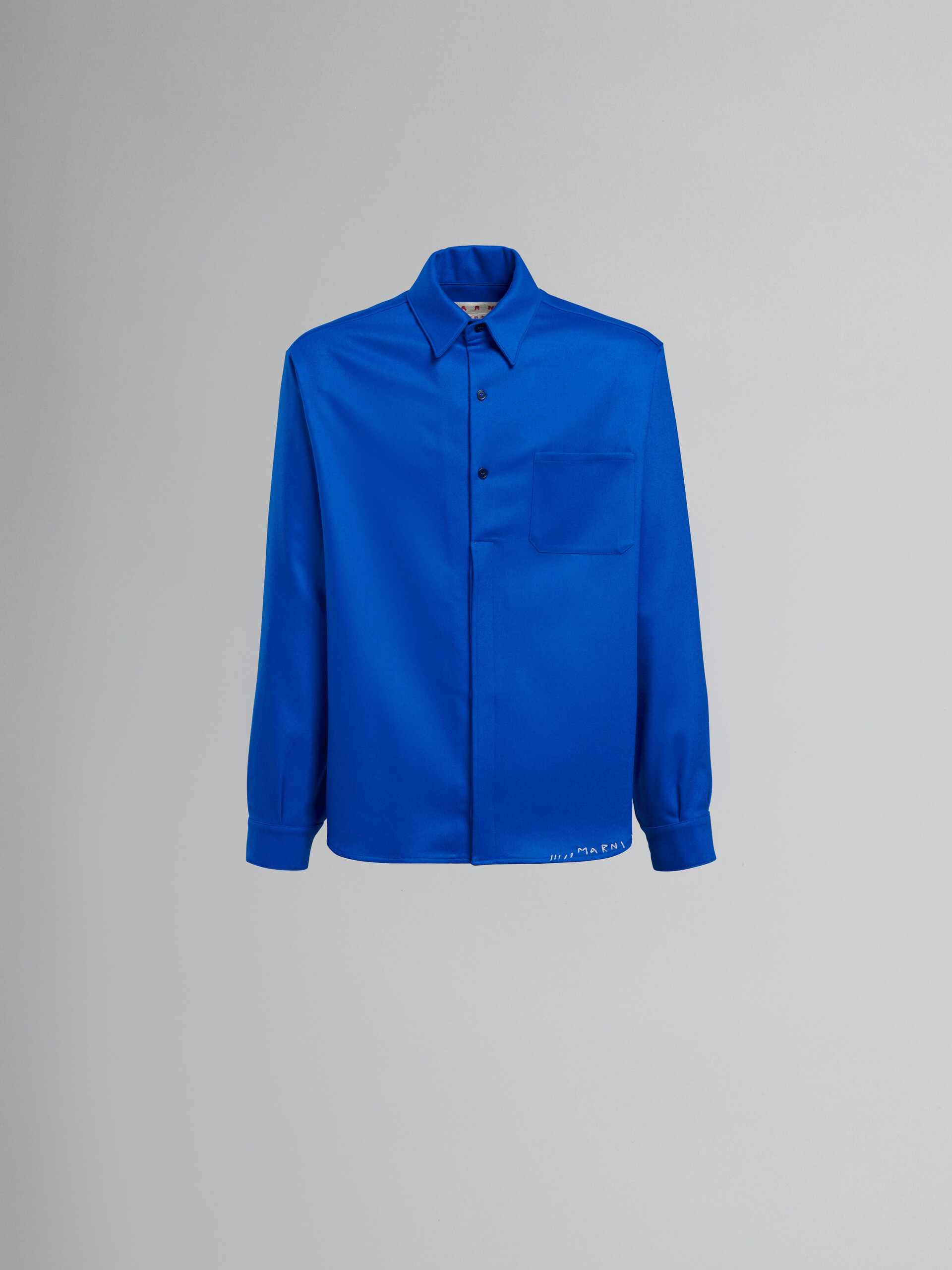 Blue relaxed-fit wool shirt - Shirts - Image 1
