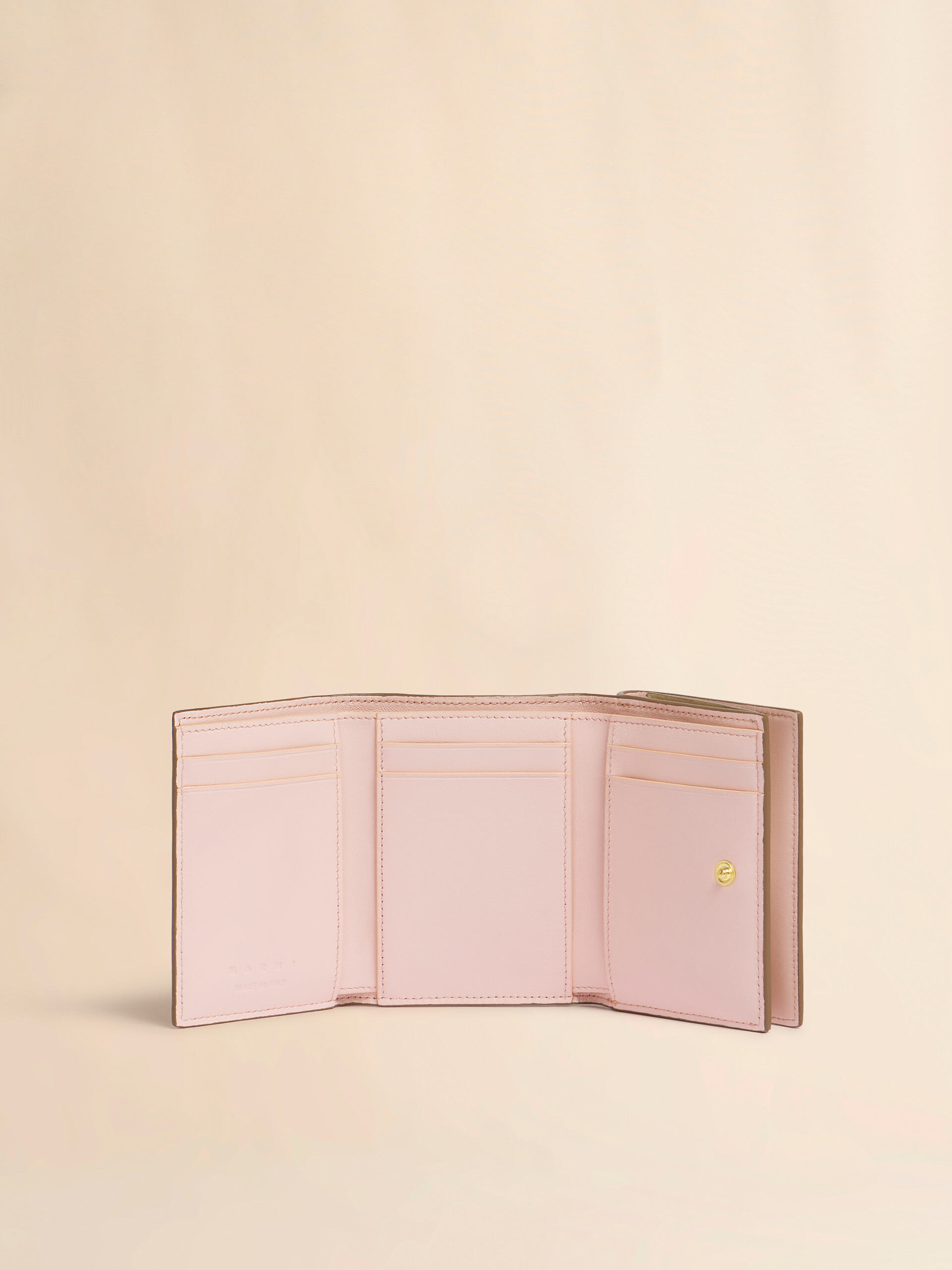 Portefeuille &agrave; trois volets en cuir rose avec broderie Marni Mending - Portefeuilles - Image 2