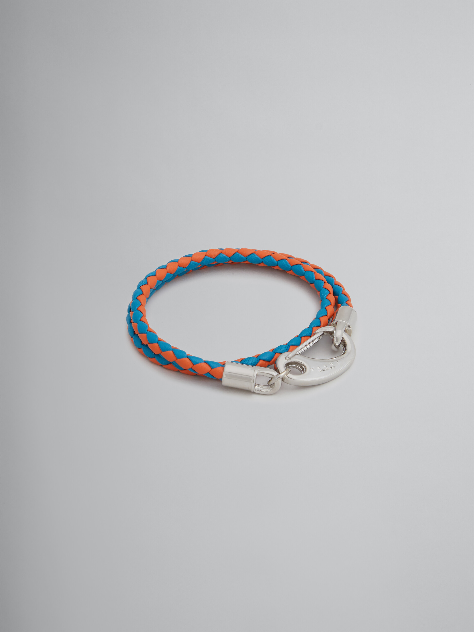 Turquoise and orange woven leather bracelet - Bracelets - Image 1