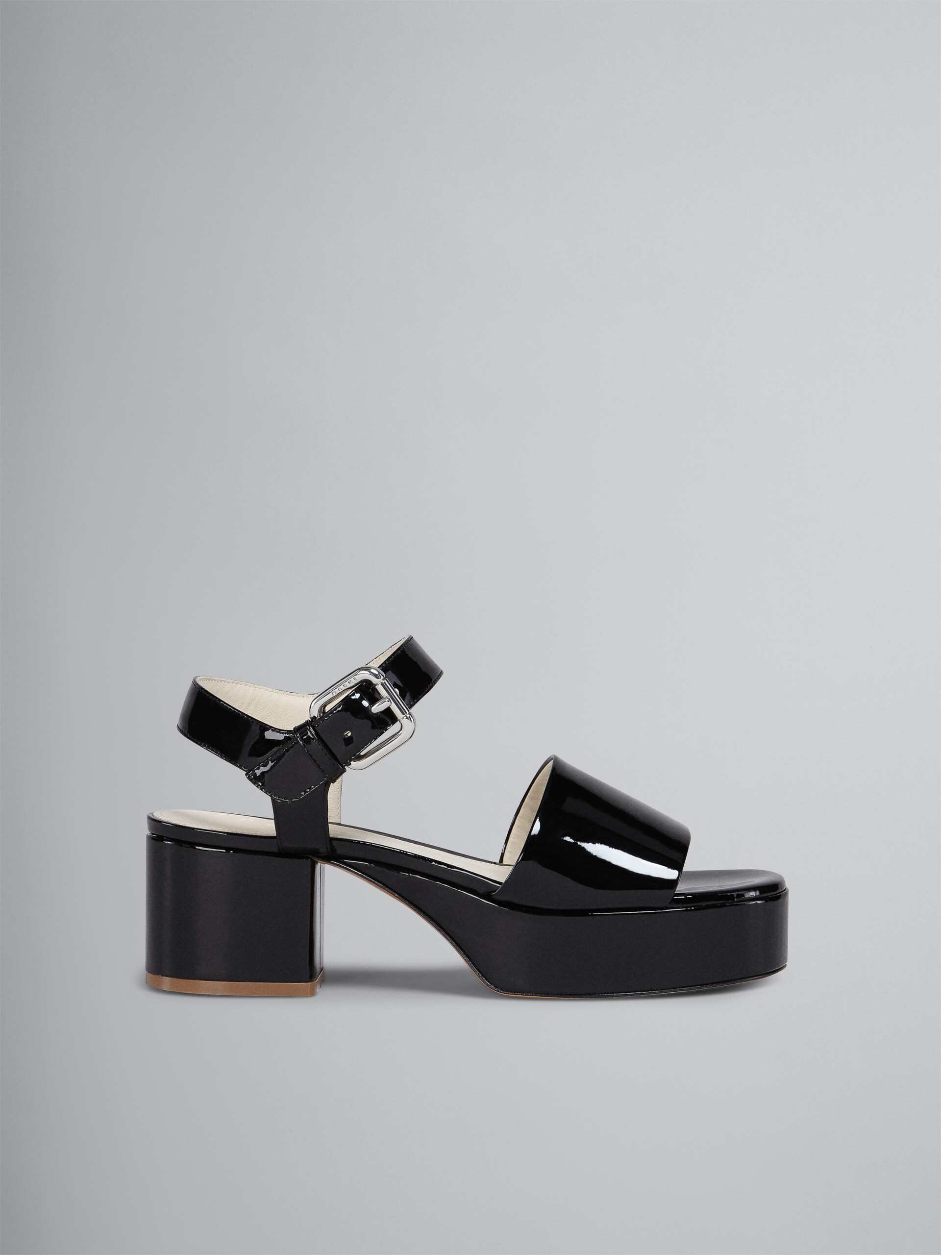 Black patent leather sandal - Sandals - Image 1