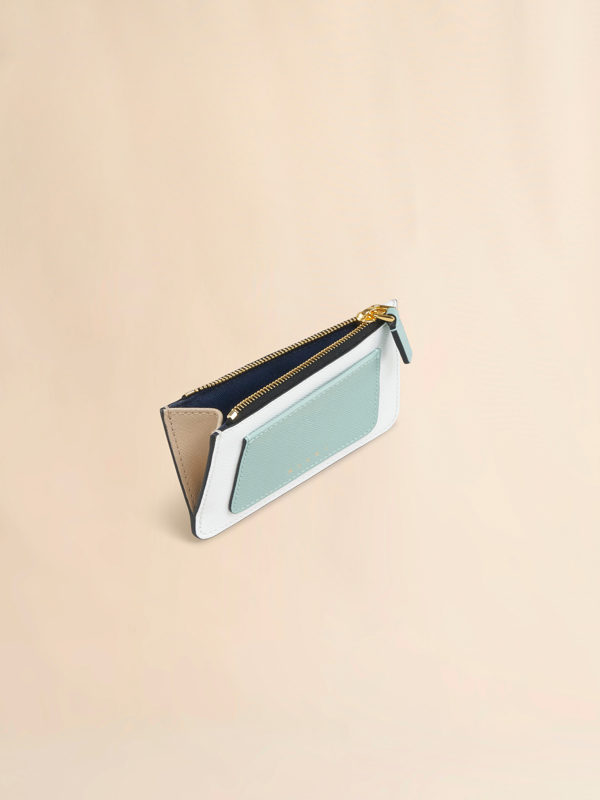 Light green white and brown saffiano leather card case | Marni