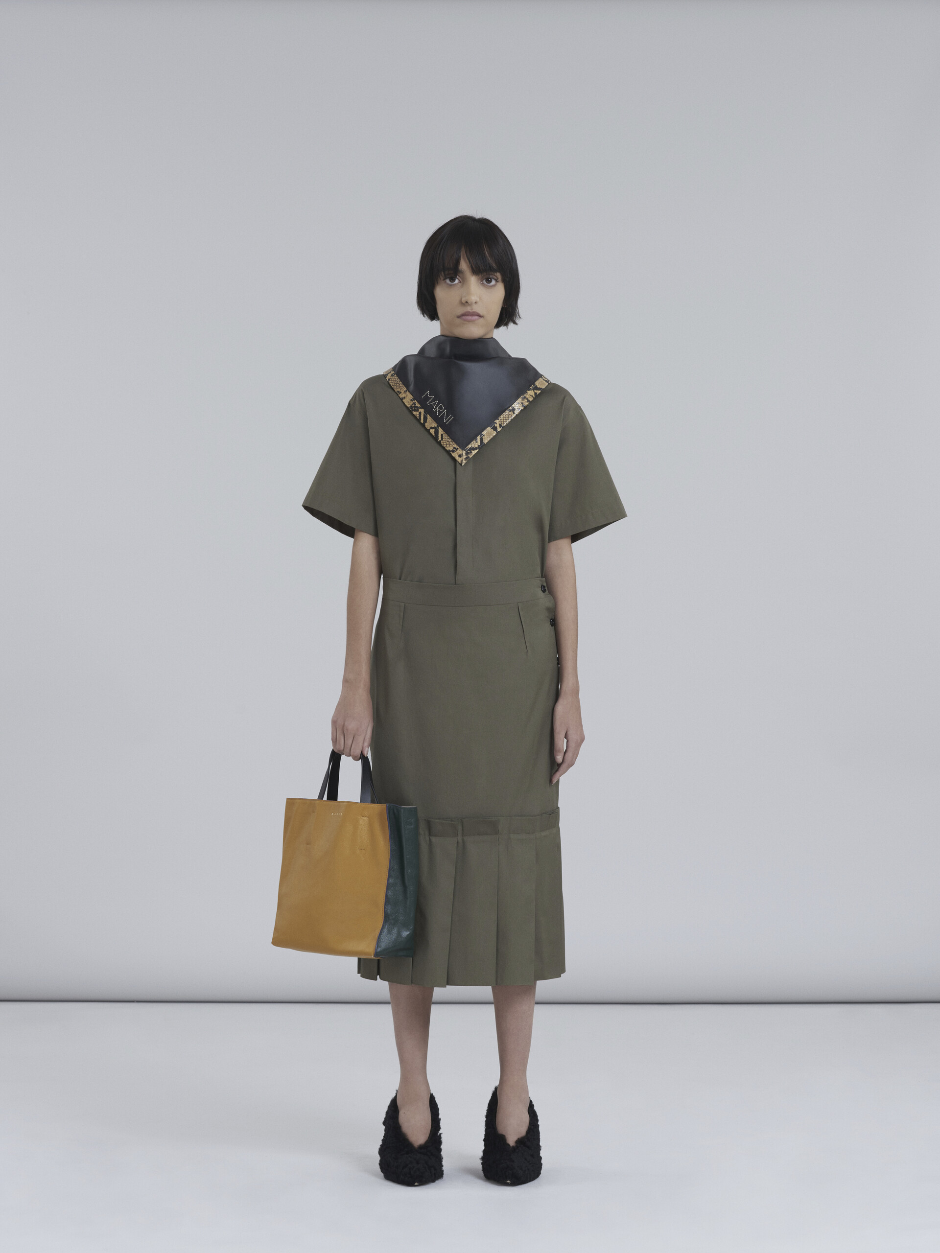 タンブルドカーフスキン MUSEO SOFT バッグ イエロー&グリーン | Marni タンブルドカーフスキン MUSEO SOFT バッグ イエロー&グリーン | Marni