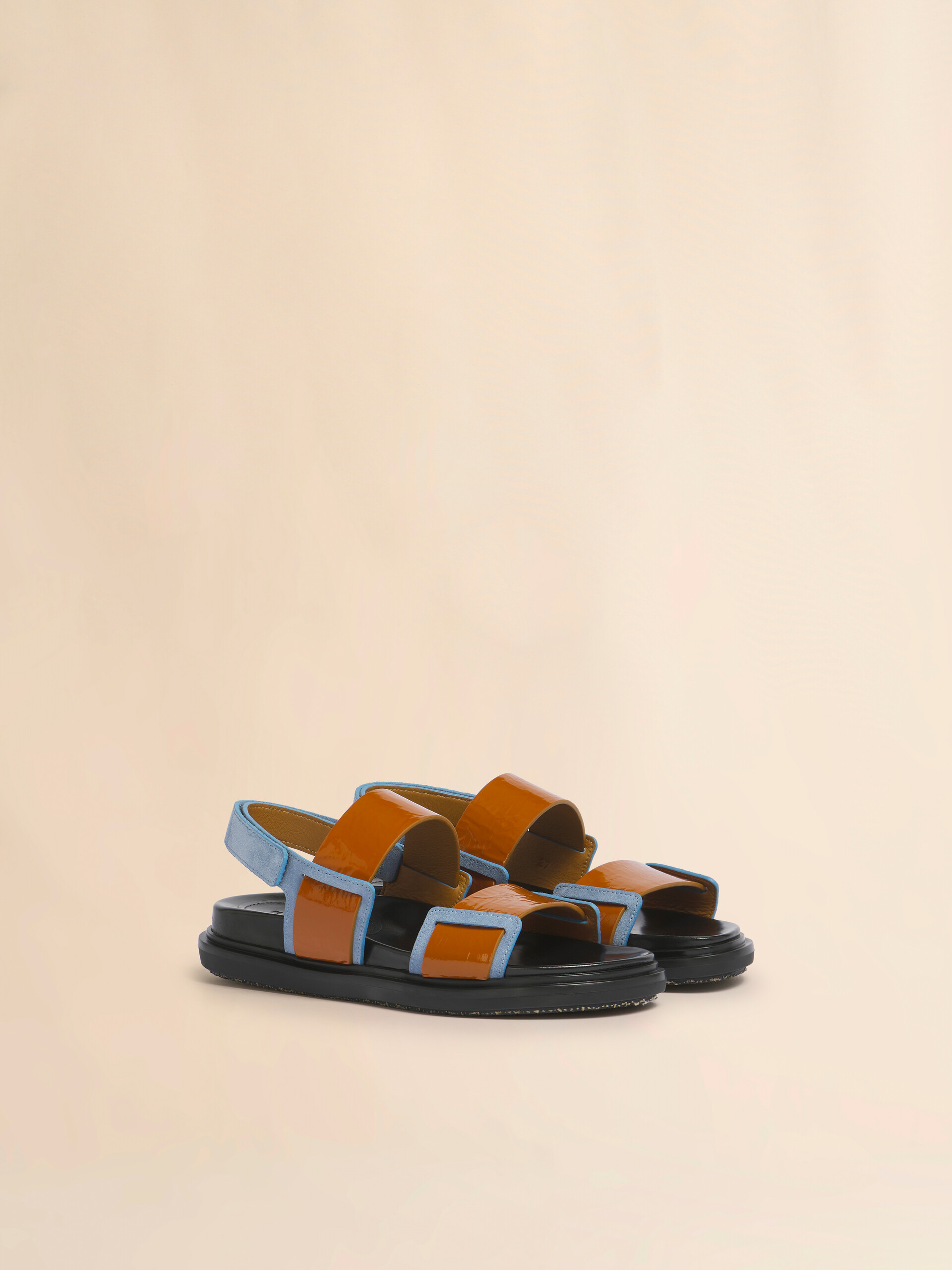 Black leather Fussbett double-strap sandal - Sandals - Image 2