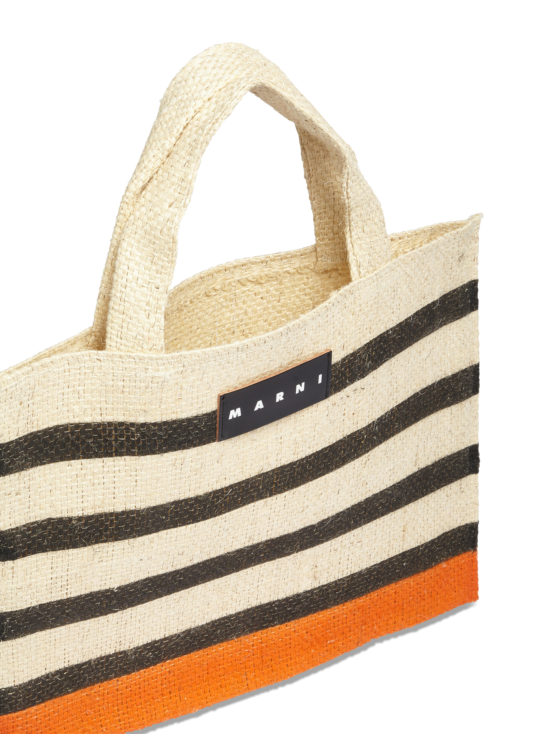 MARNI MARKET CANAPA small bag in black and orange natural fiber - Shopping Bags - Image 4