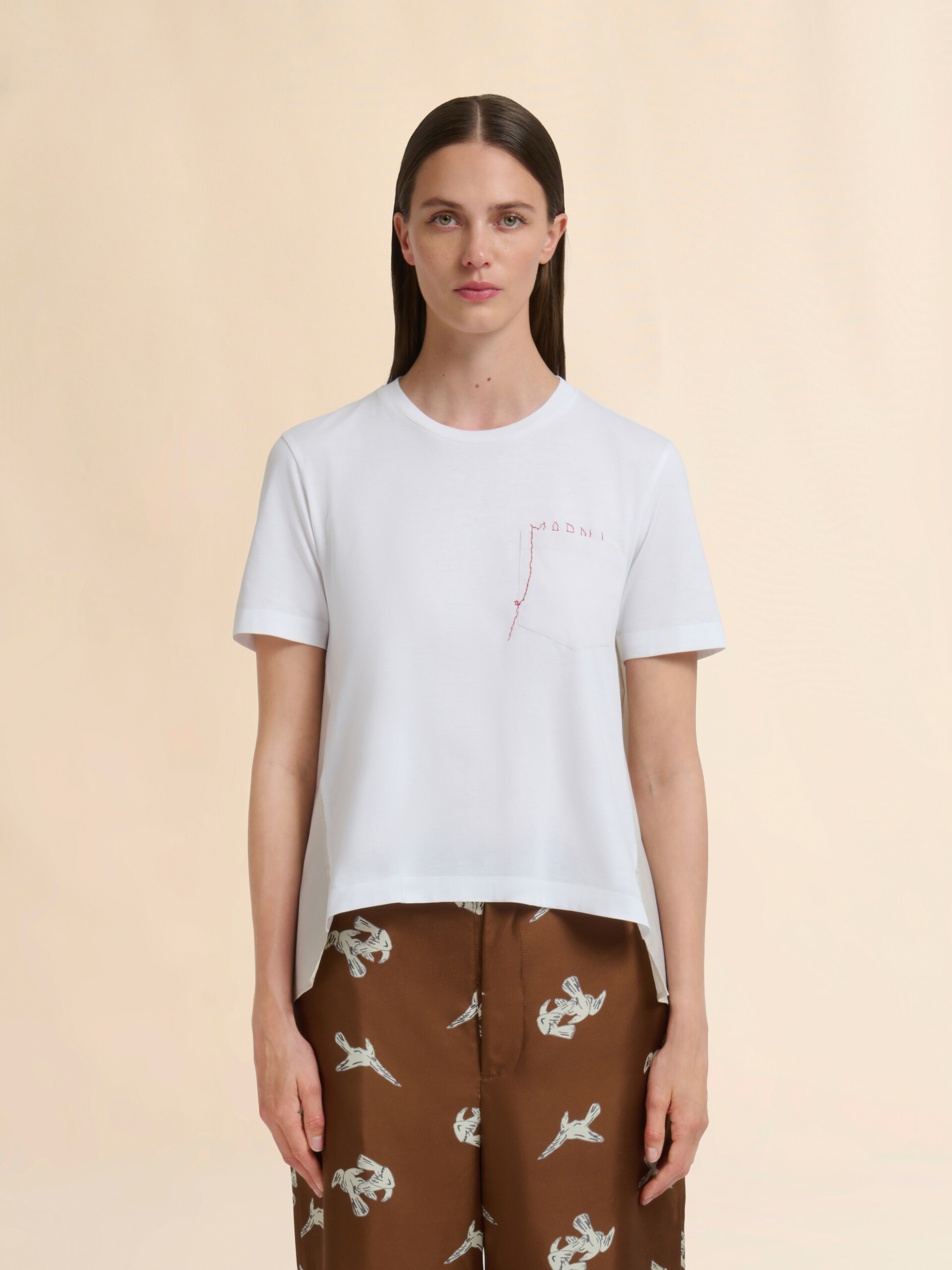 ピンク コットン製T-シャツ ハンドステッチのマルニロゴ入り - Tシャツ - Image 2