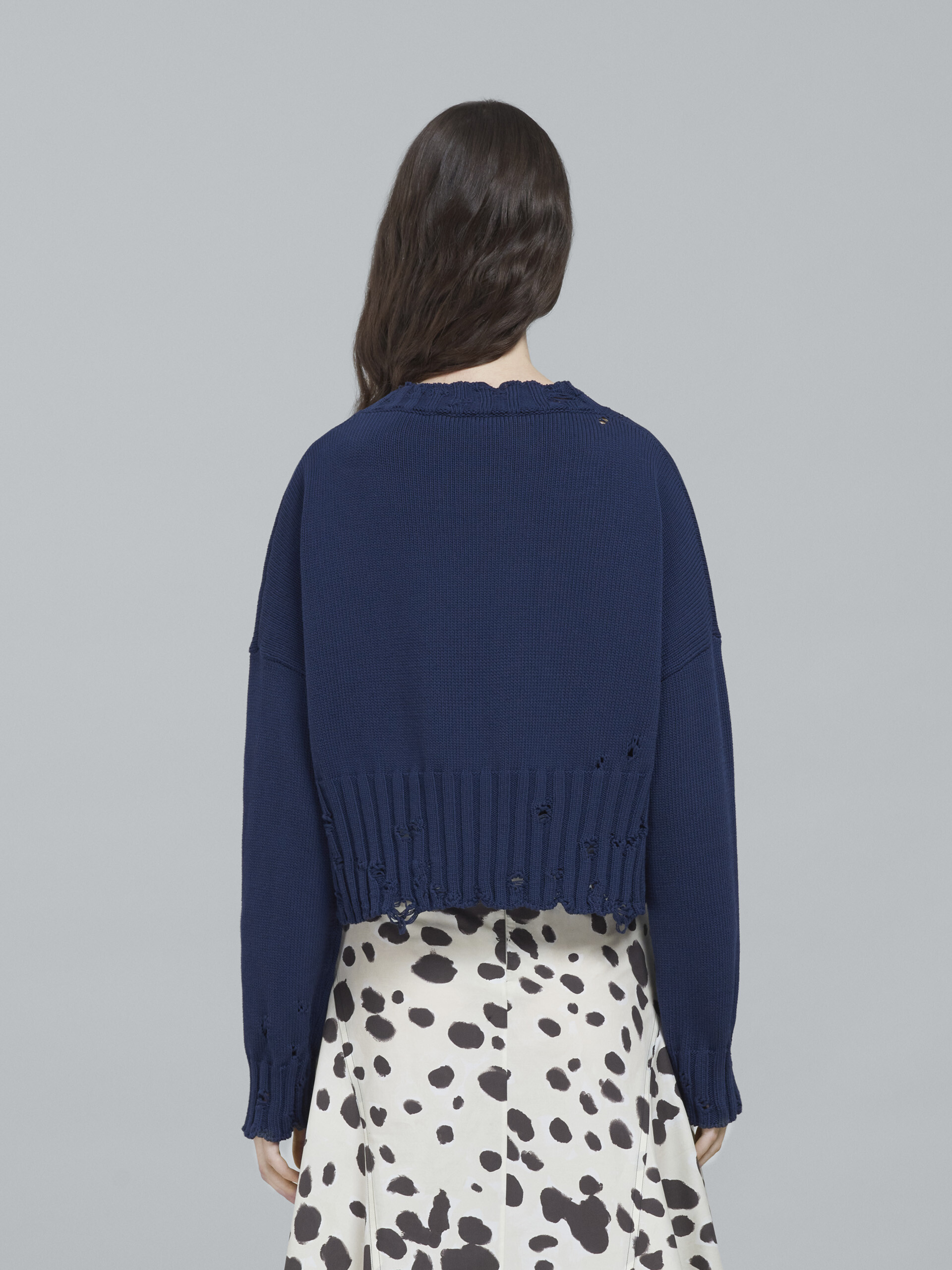 Cropped cotton crewneck sweater - Pullovers - Image 3