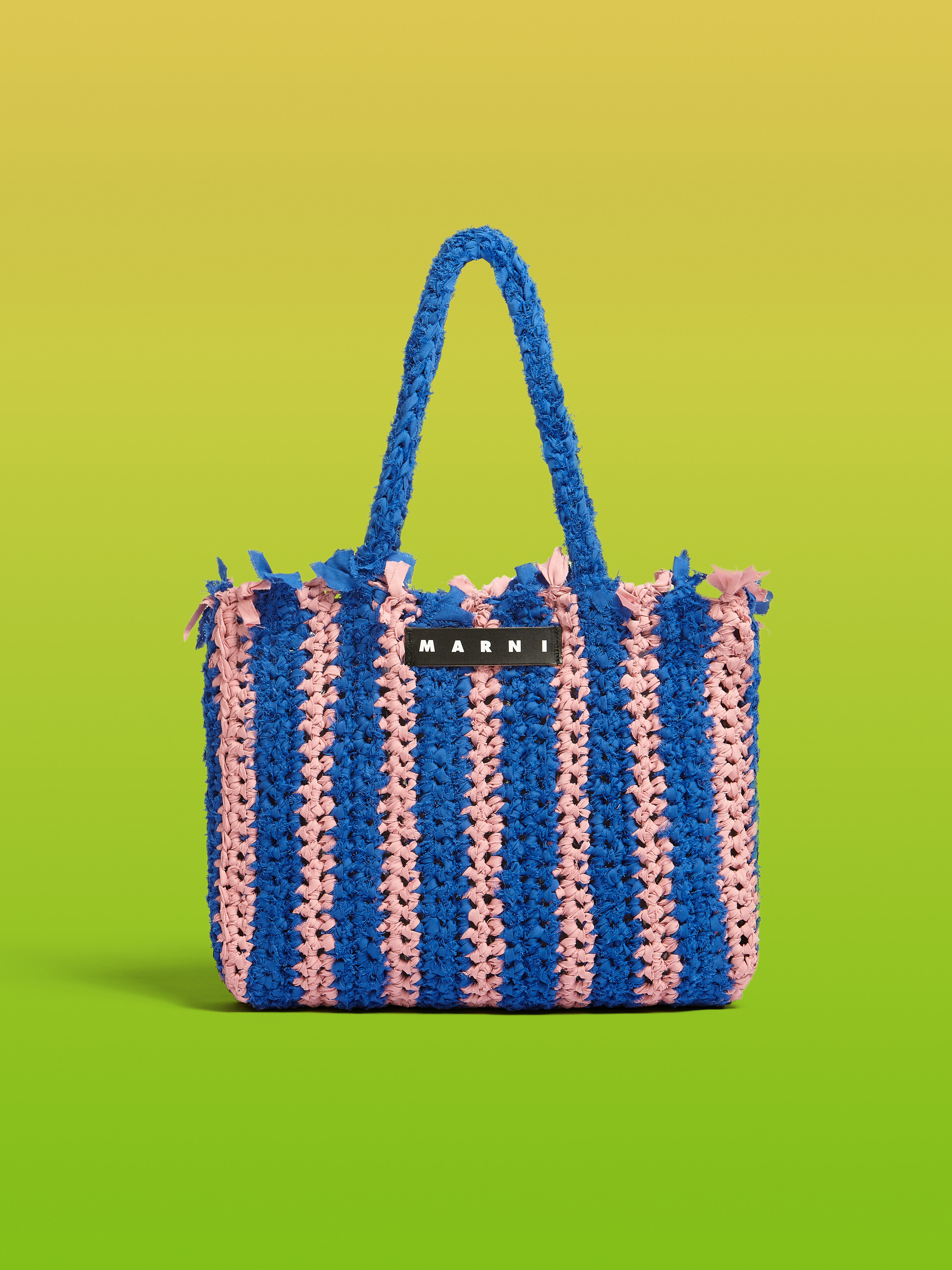 MARNI MARKET bag in pink and blue cotton - Bags - Image 1