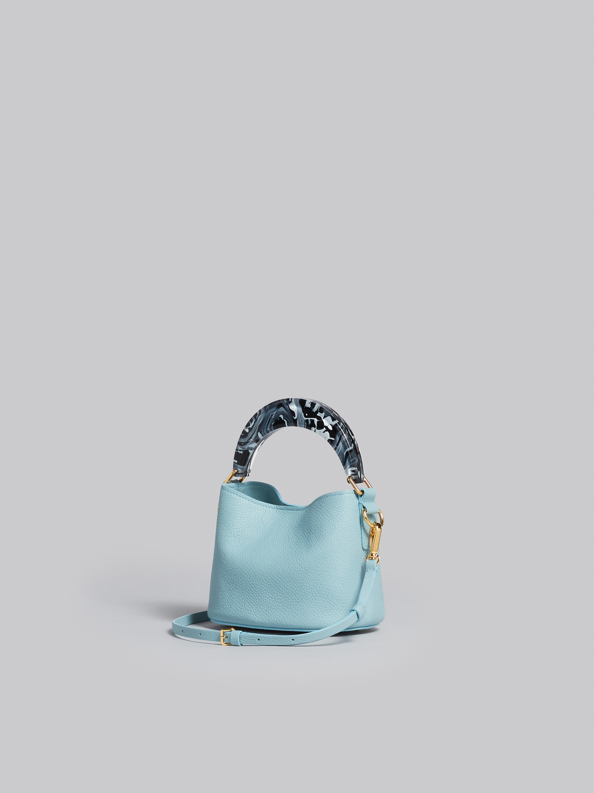 Venice Mini Bucket Bag in light blue leather - Shoulder Bags - Image 3