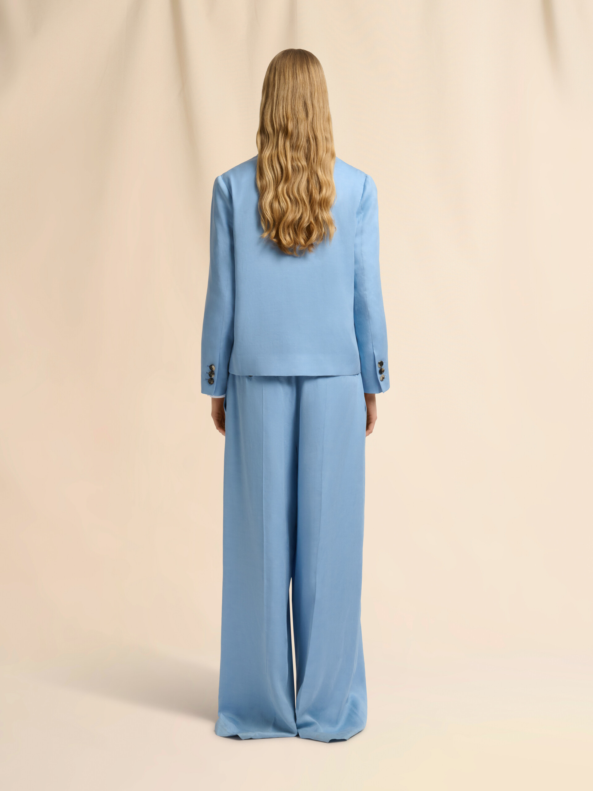 Light blue satin single-breasted jacket - Jackets - Image 3