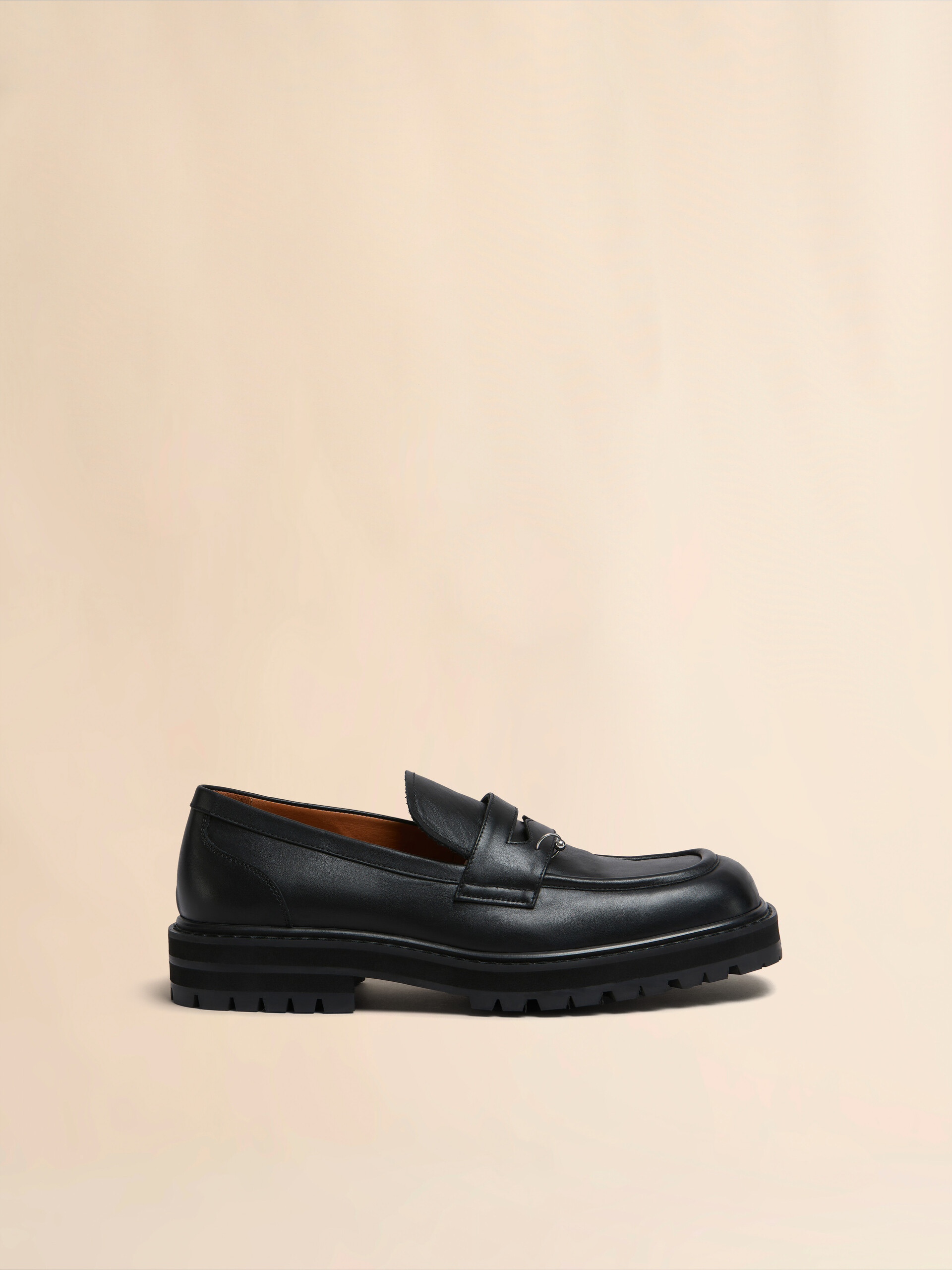 Black leather Piercing 2.0 chunky loafer - Lace-ups - Image 1