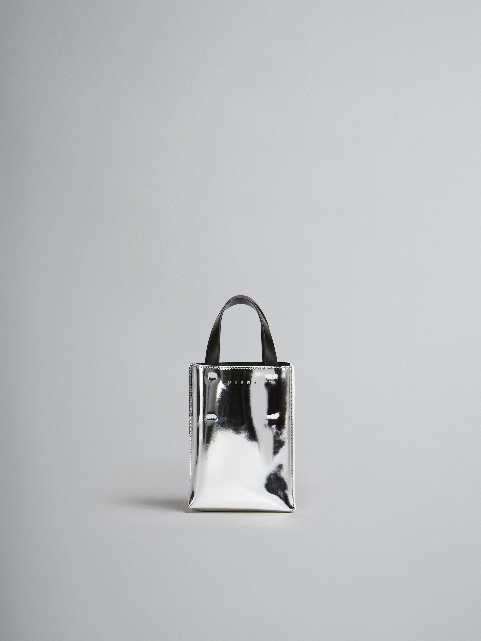 Museo Nano Bag in silver mirrored leather - Shopping Bags - Image 1