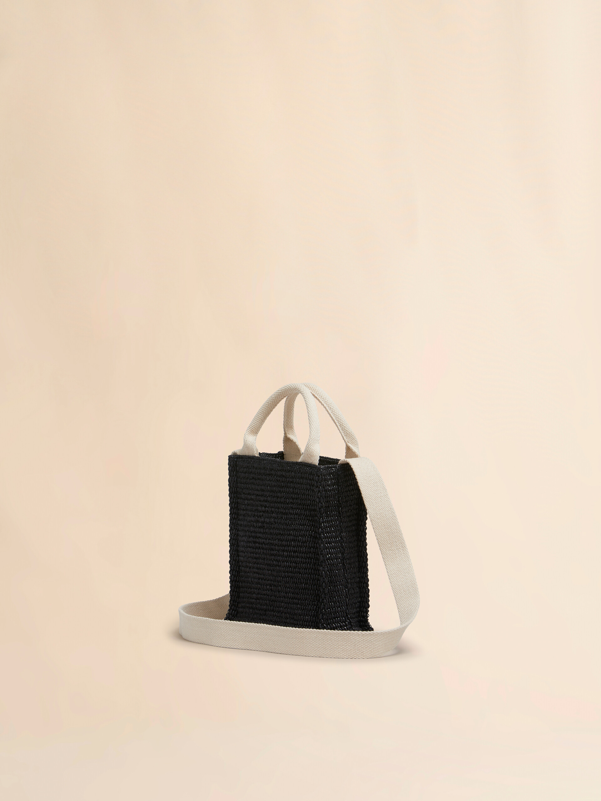 Brown raffia-effect tote mini bag - Shopping Bags - Image 3