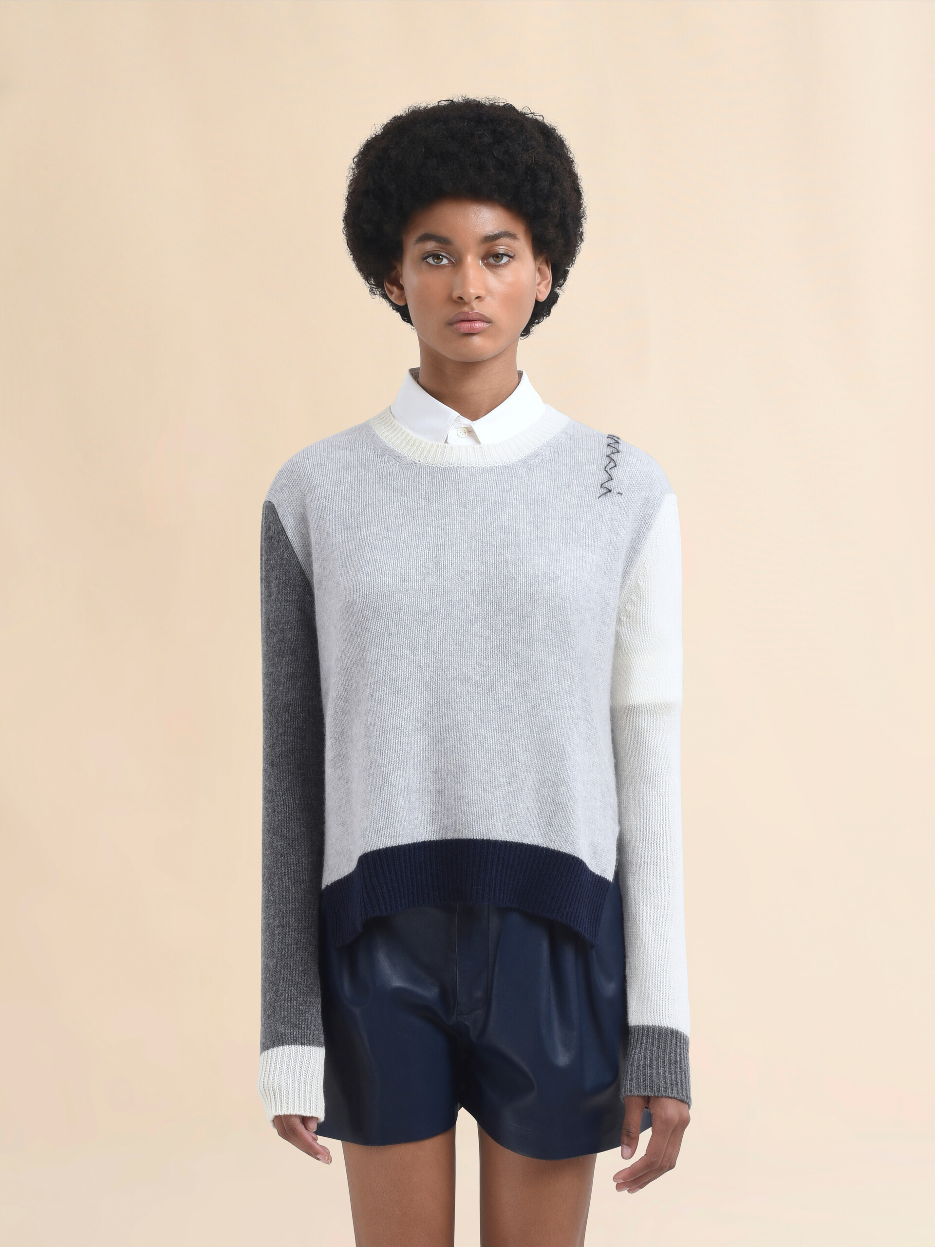 Grey colour block cashmere jumper with Marni Symbol - Pullovers - Image 2