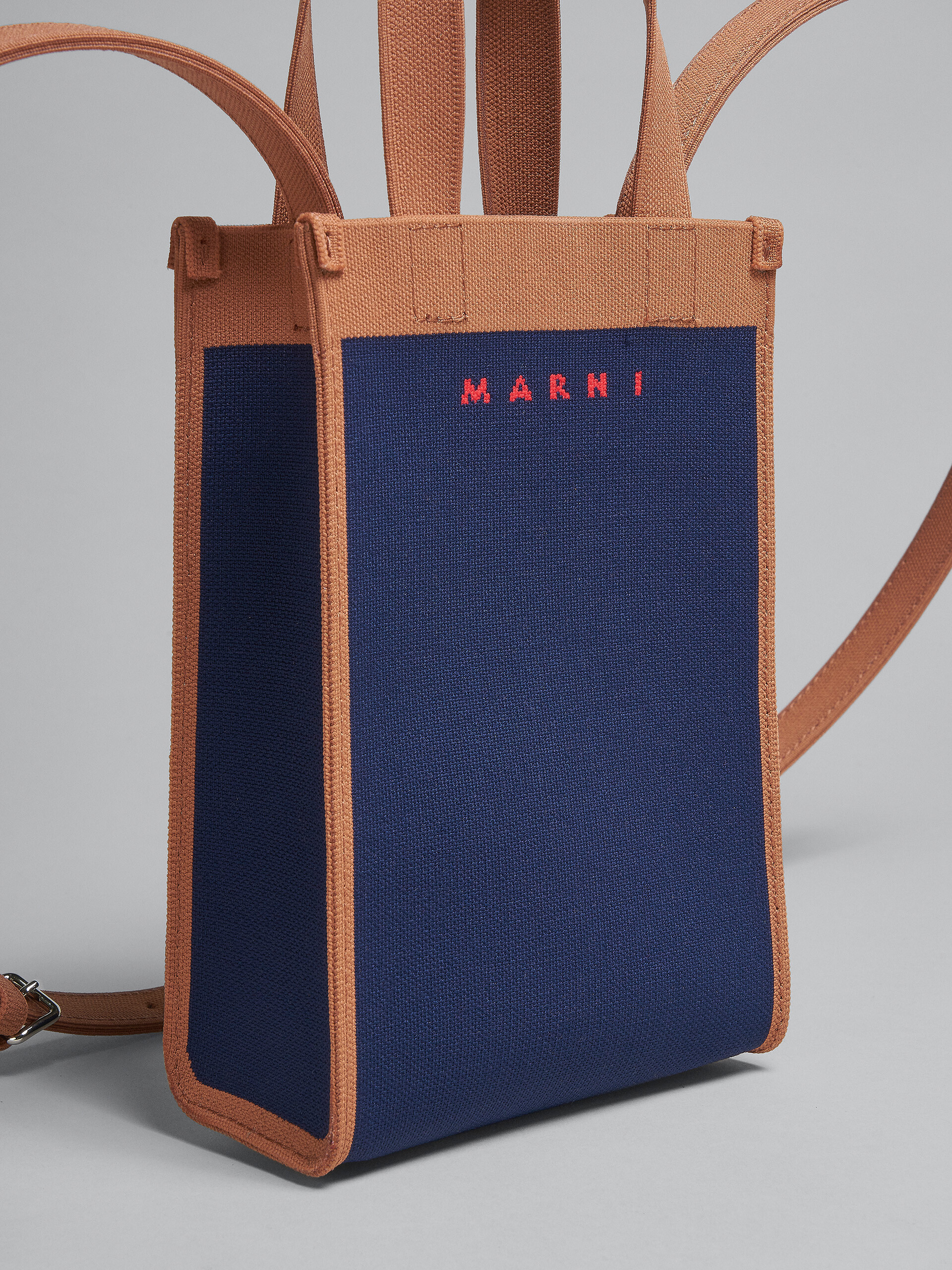 Blue and brown jacquard shoulder bag - Shoulder Bag - Image 5