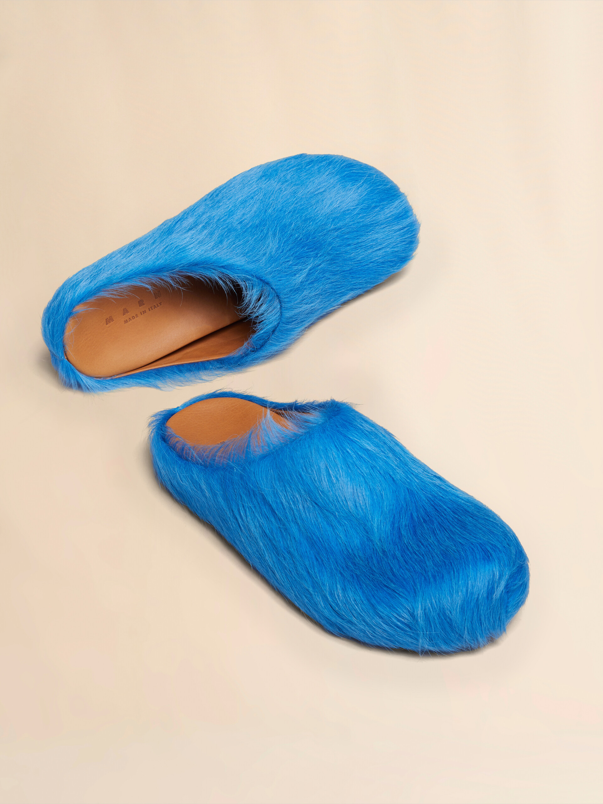 Blue long-hair calfskin Fussbett sabot - Clogs - Image 5