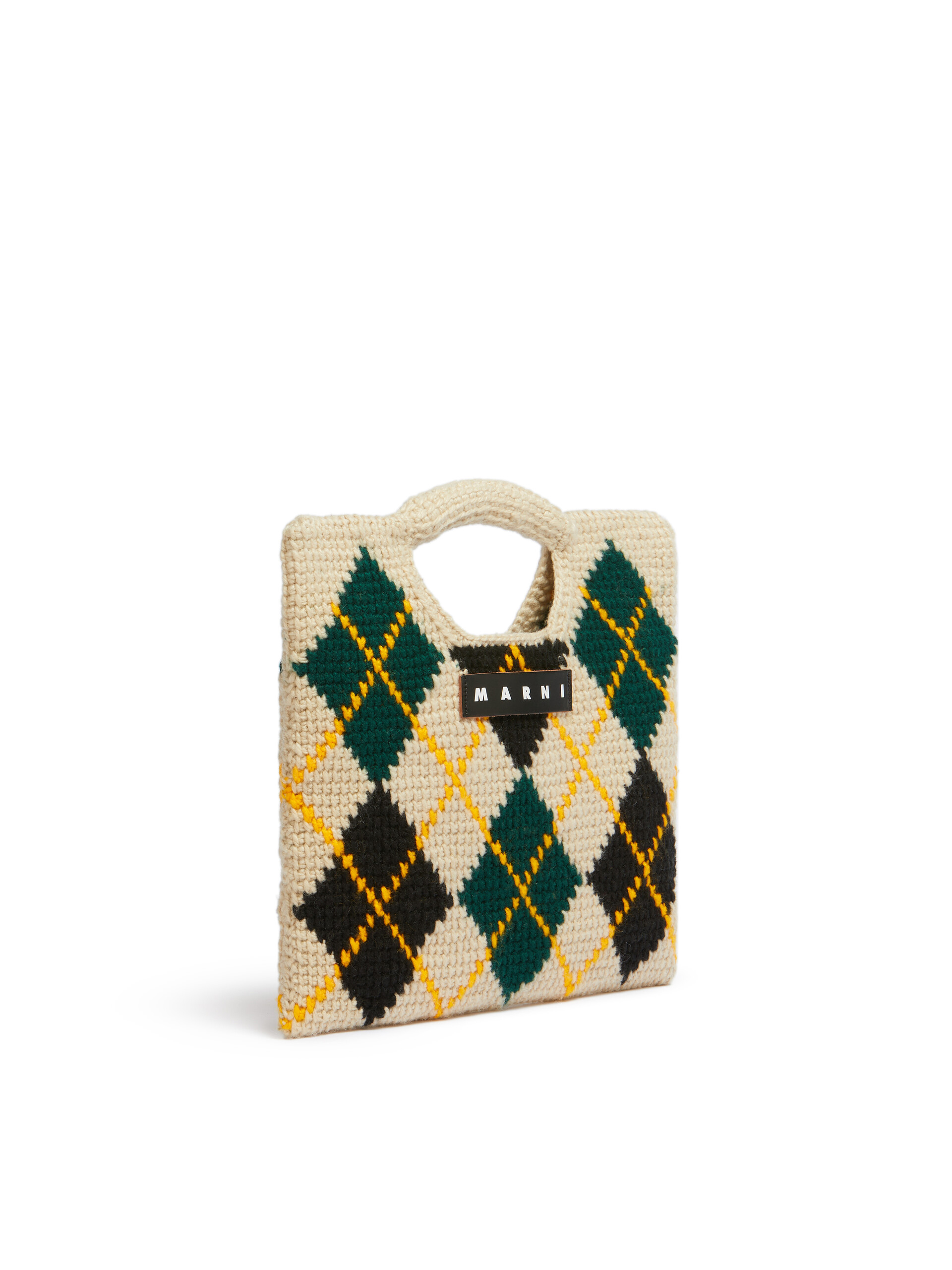 White Rhombus Tech Wool Marni Market Horse Handbag - Shopping Bags - Image 2