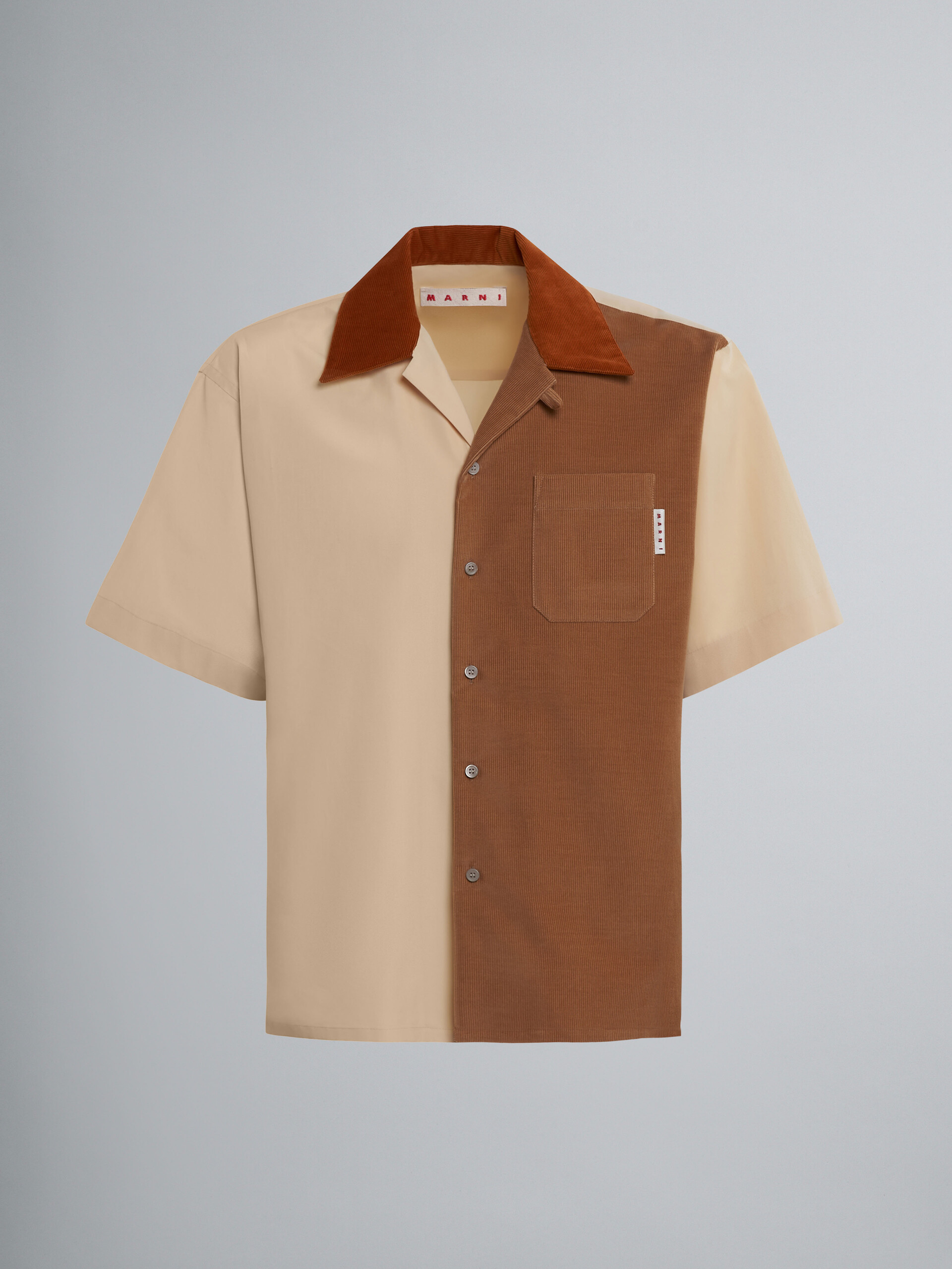Bio poplin and corduroy bowling shirt 