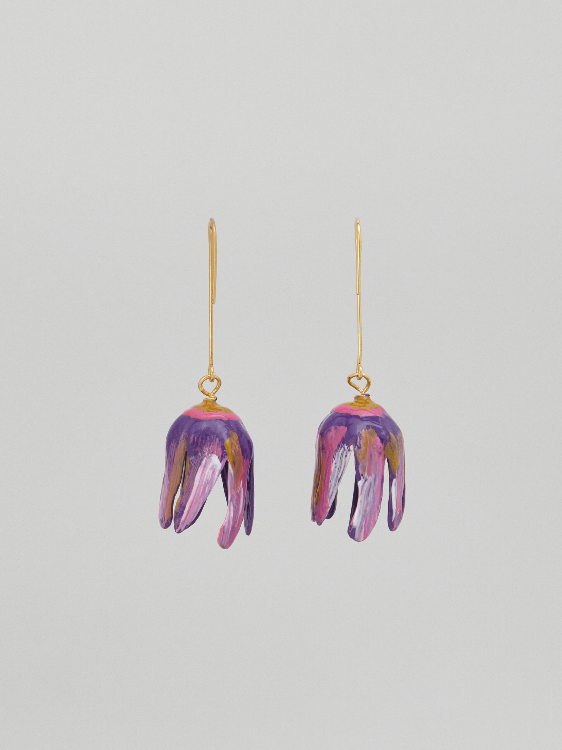 Brass flower FLORA hook earrings - Earrings - Image 3