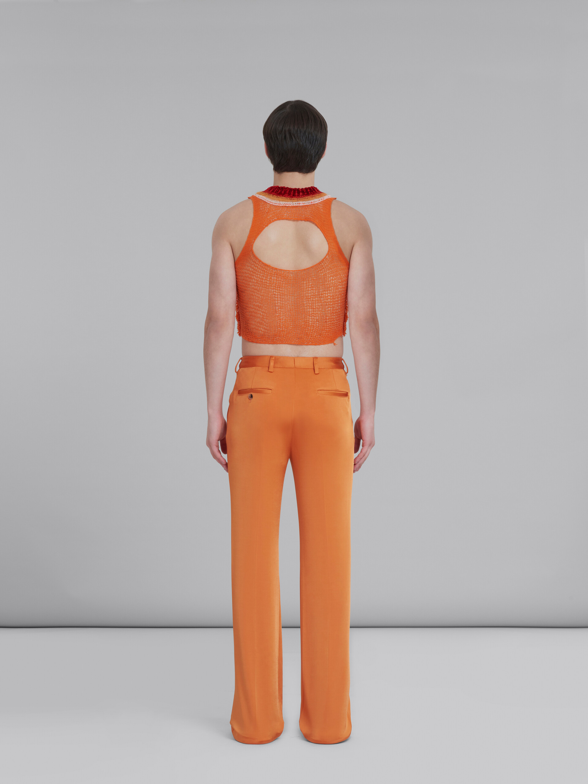 Orange wool-cashmere top with cutout - Pullovers - Image 3