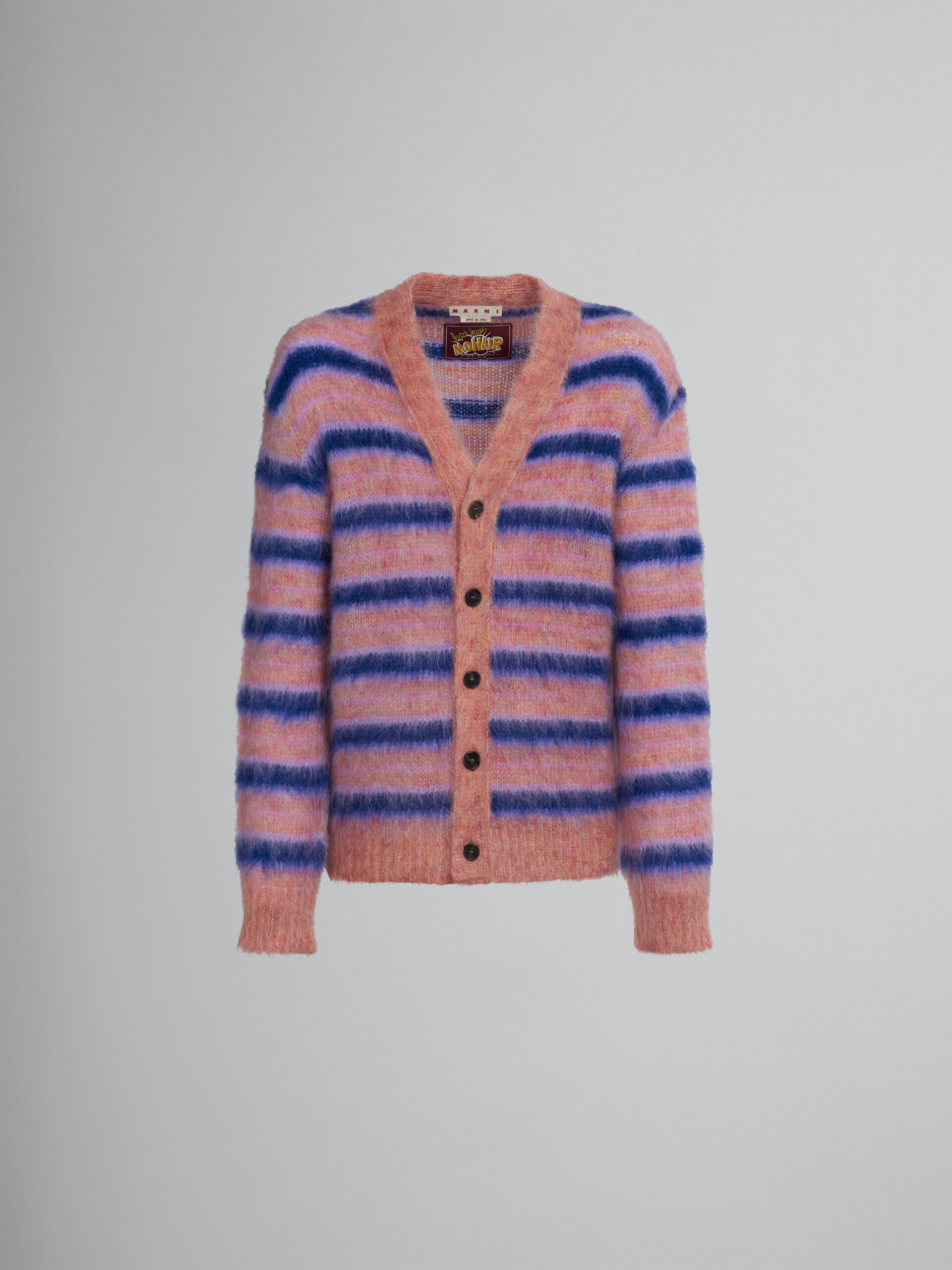 Pink striped mohair cardigan - Pullovers - Image 1
