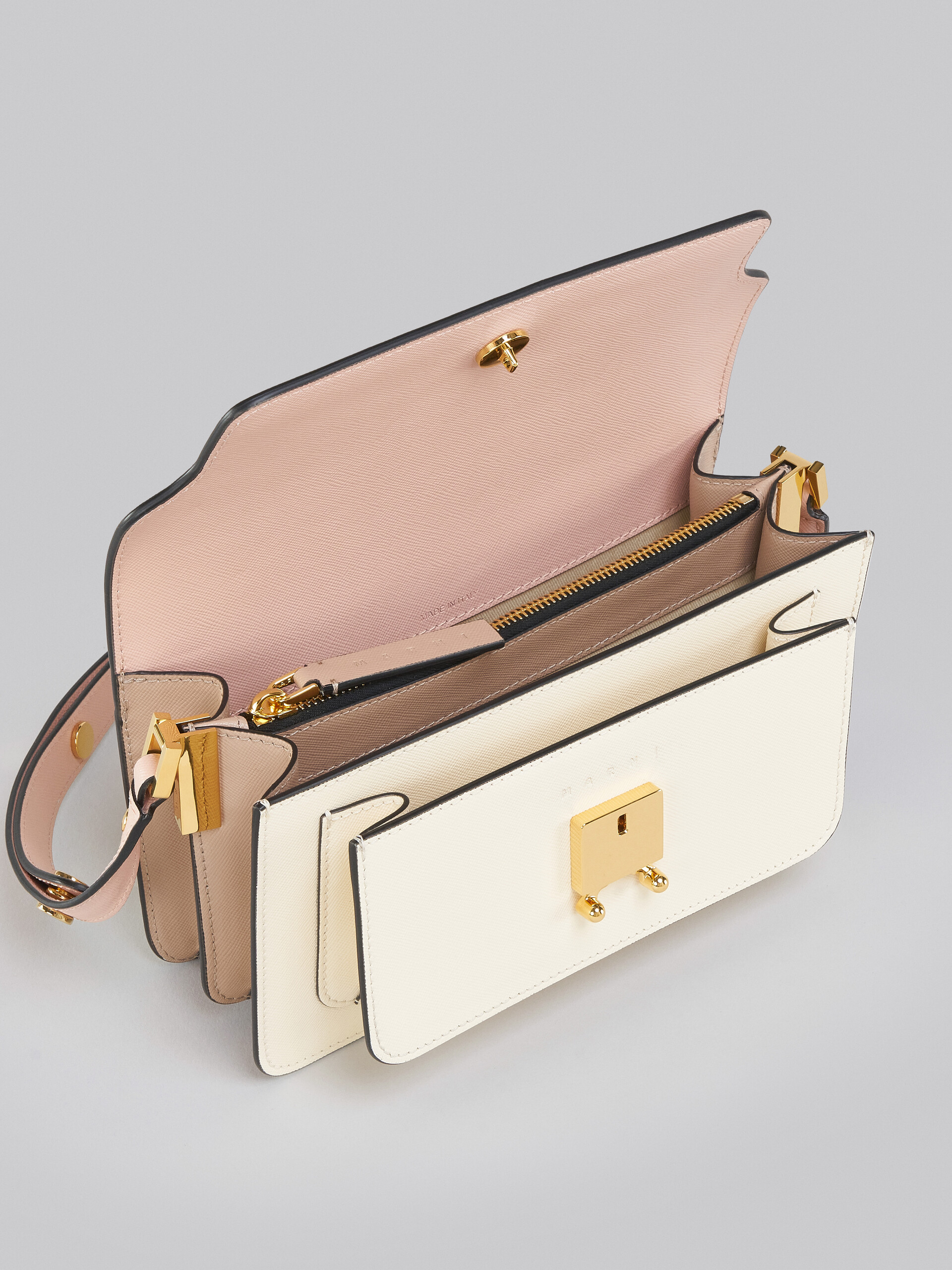Trunk Bag E/W in pink and white saffiano leather - Shoulder Bag - Image 4