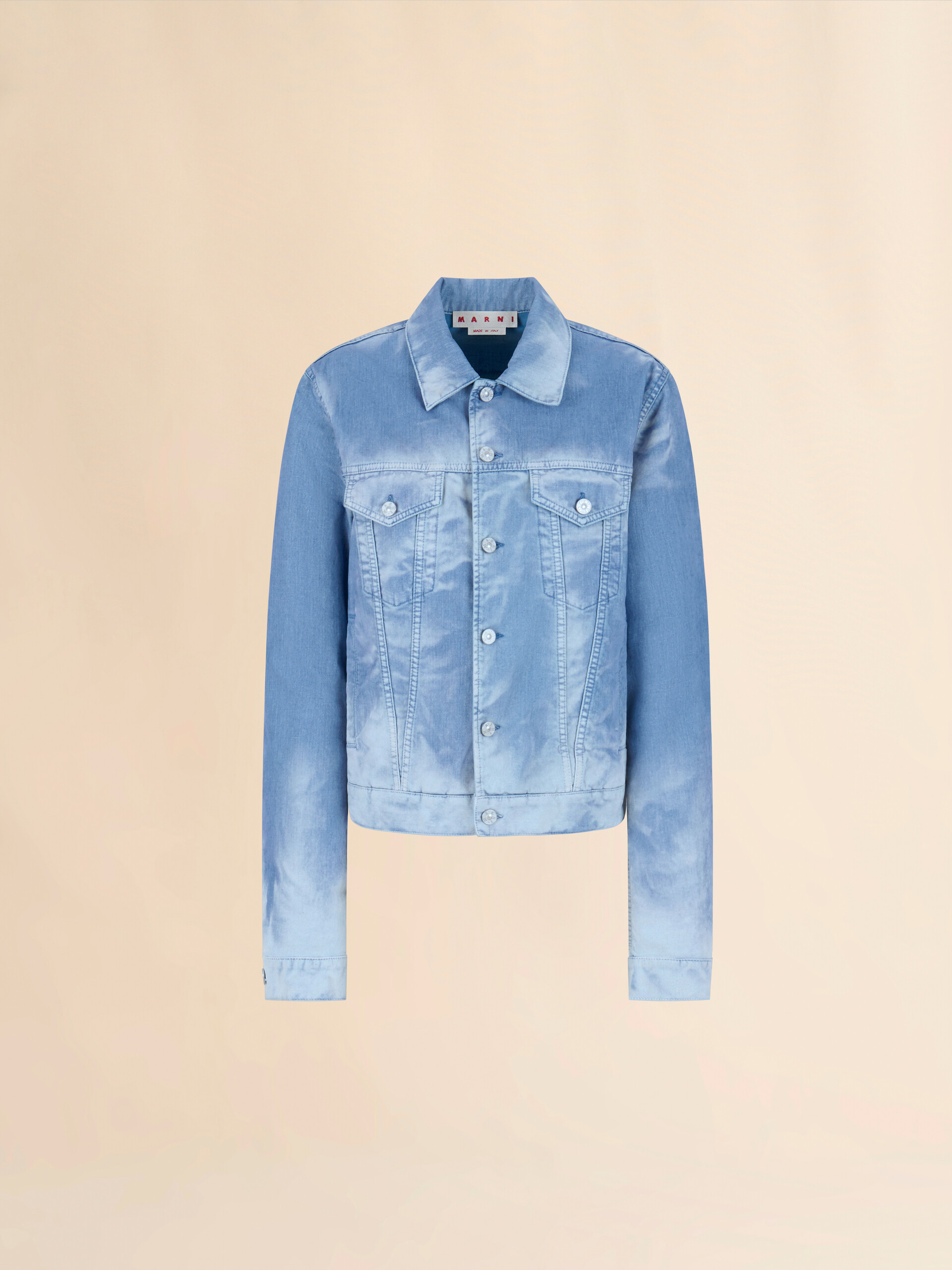 Giacca trucker in denim floccato blu chiaro - Giacche - Image 1