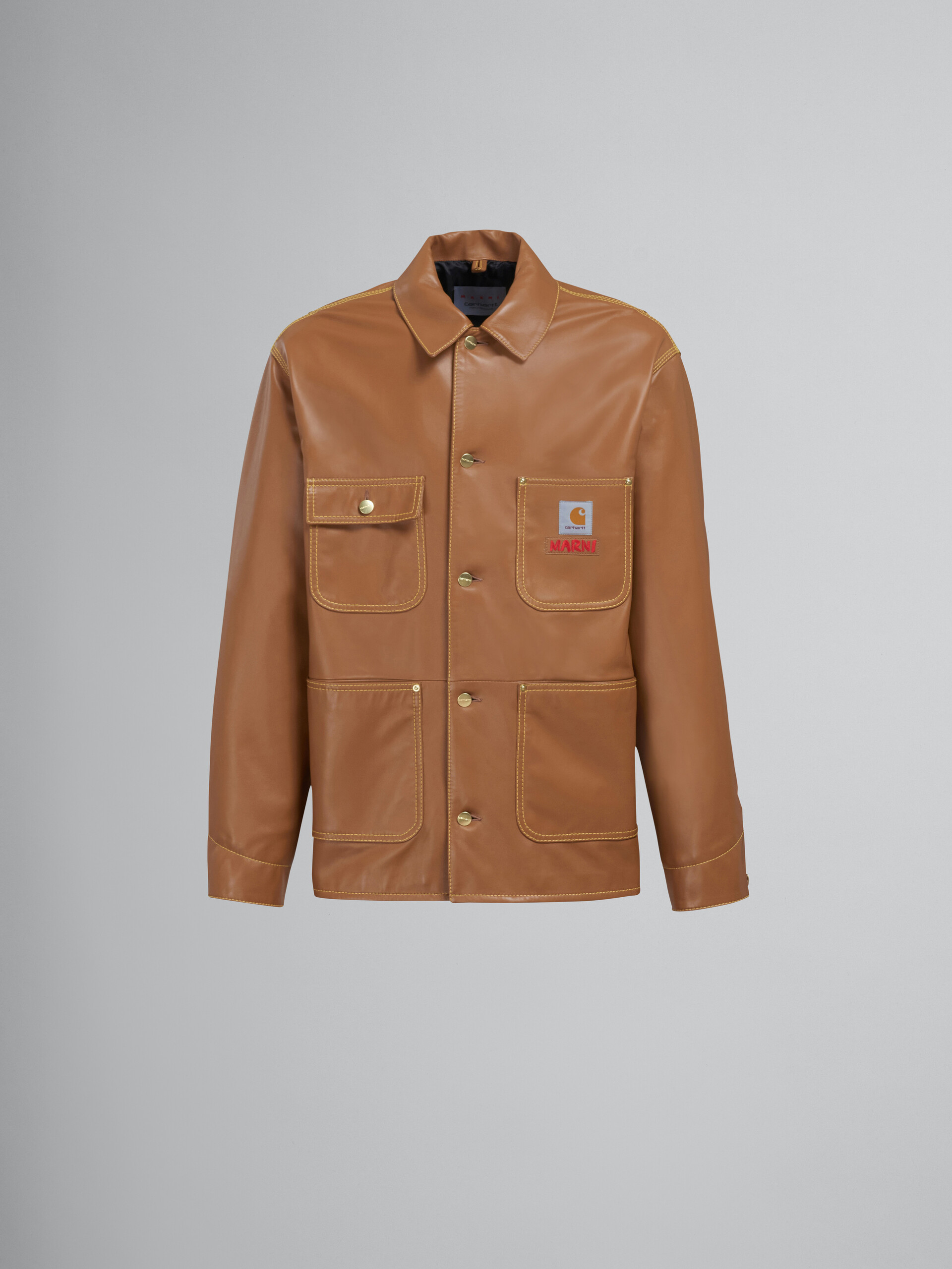 MARNI x CARHARTT WIP - brown leather jacket - Jackets - Image 1