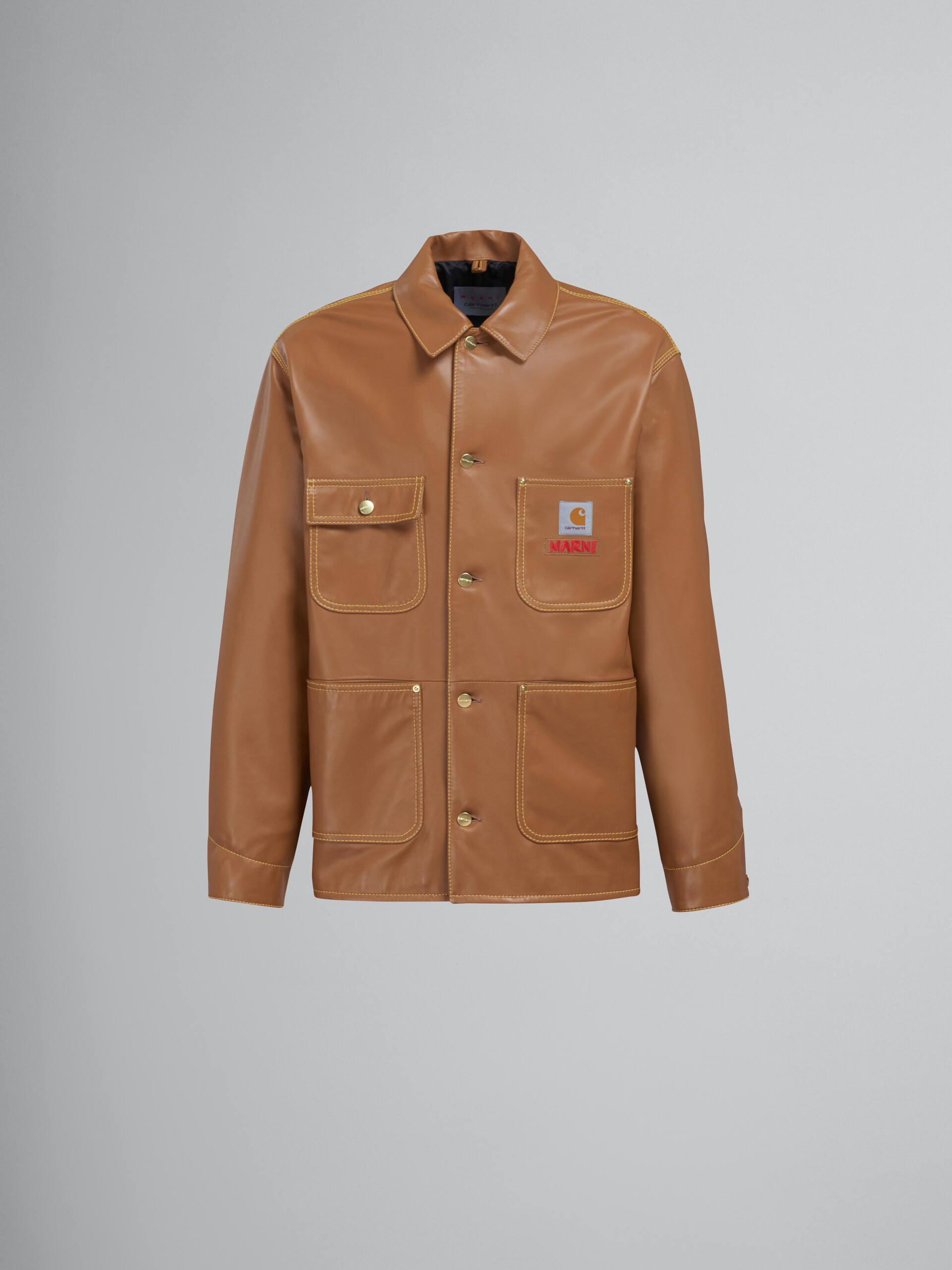 MARNI x CARHARTT WIP - brown leather jacket