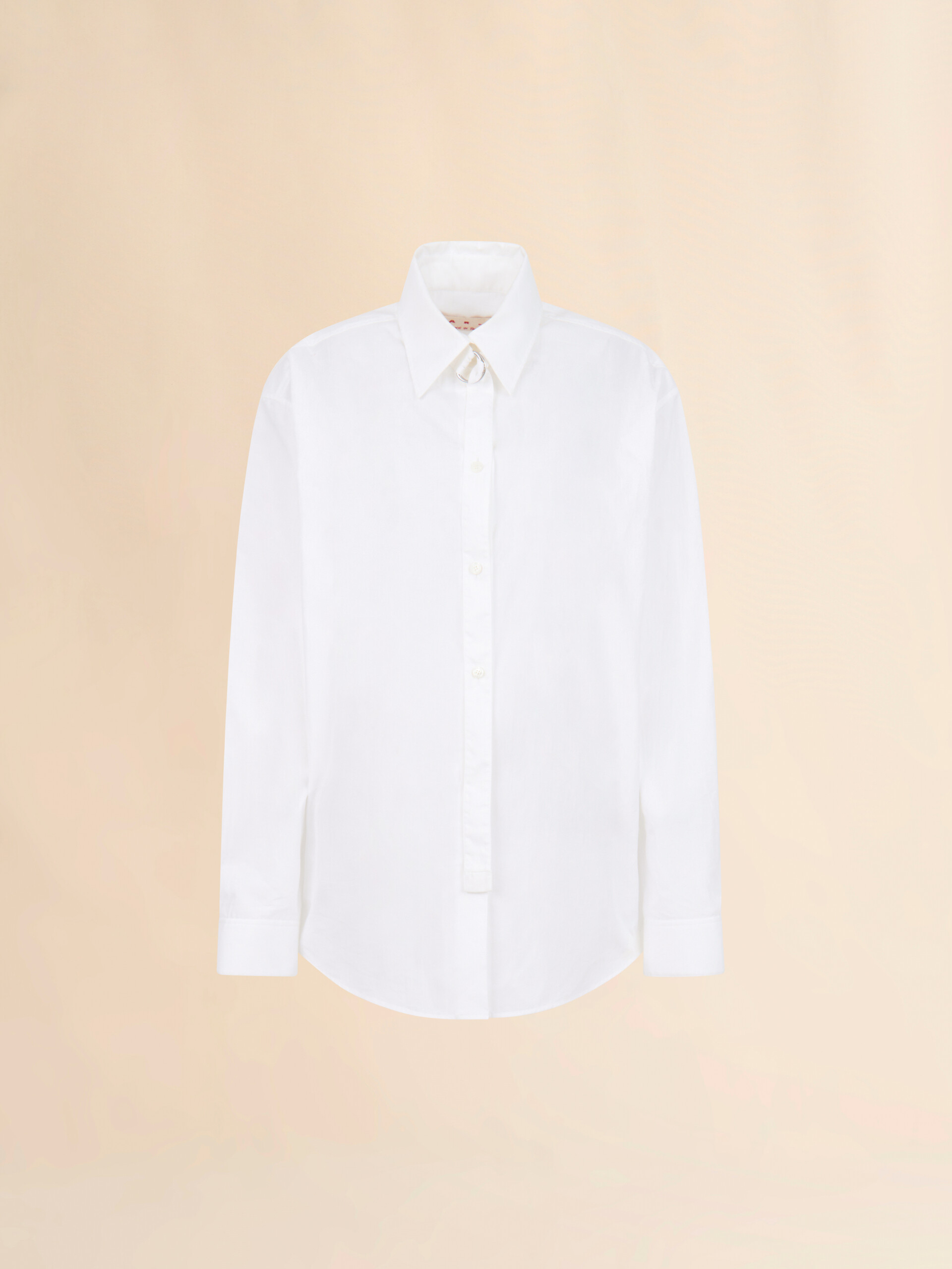 White poplin shirt with D-ring neck strap - Shirts - Image 1
