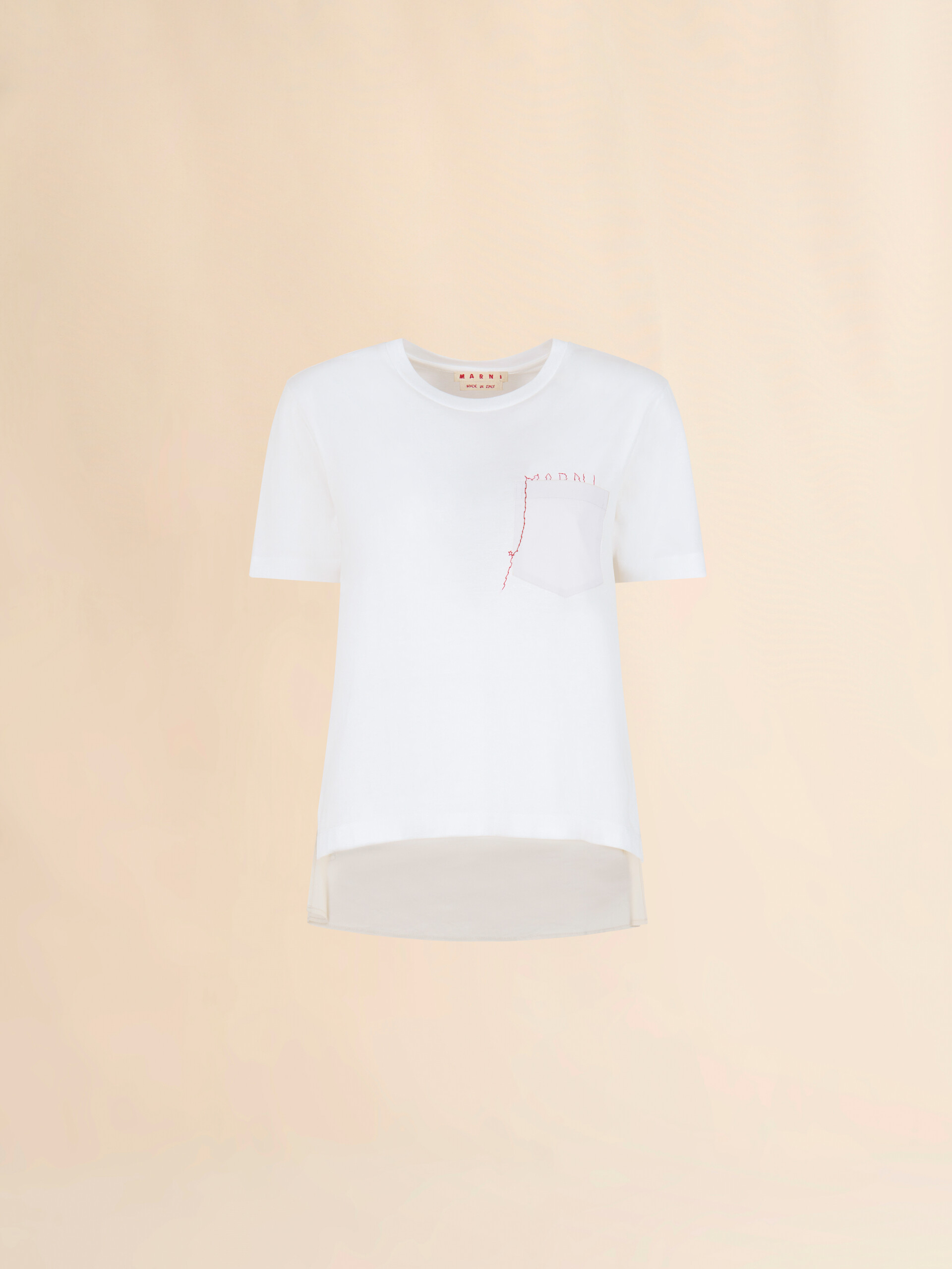 ピンク コットン製T-シャツ ハンドステッチのマルニロゴ入り - Tシャツ - Image 1