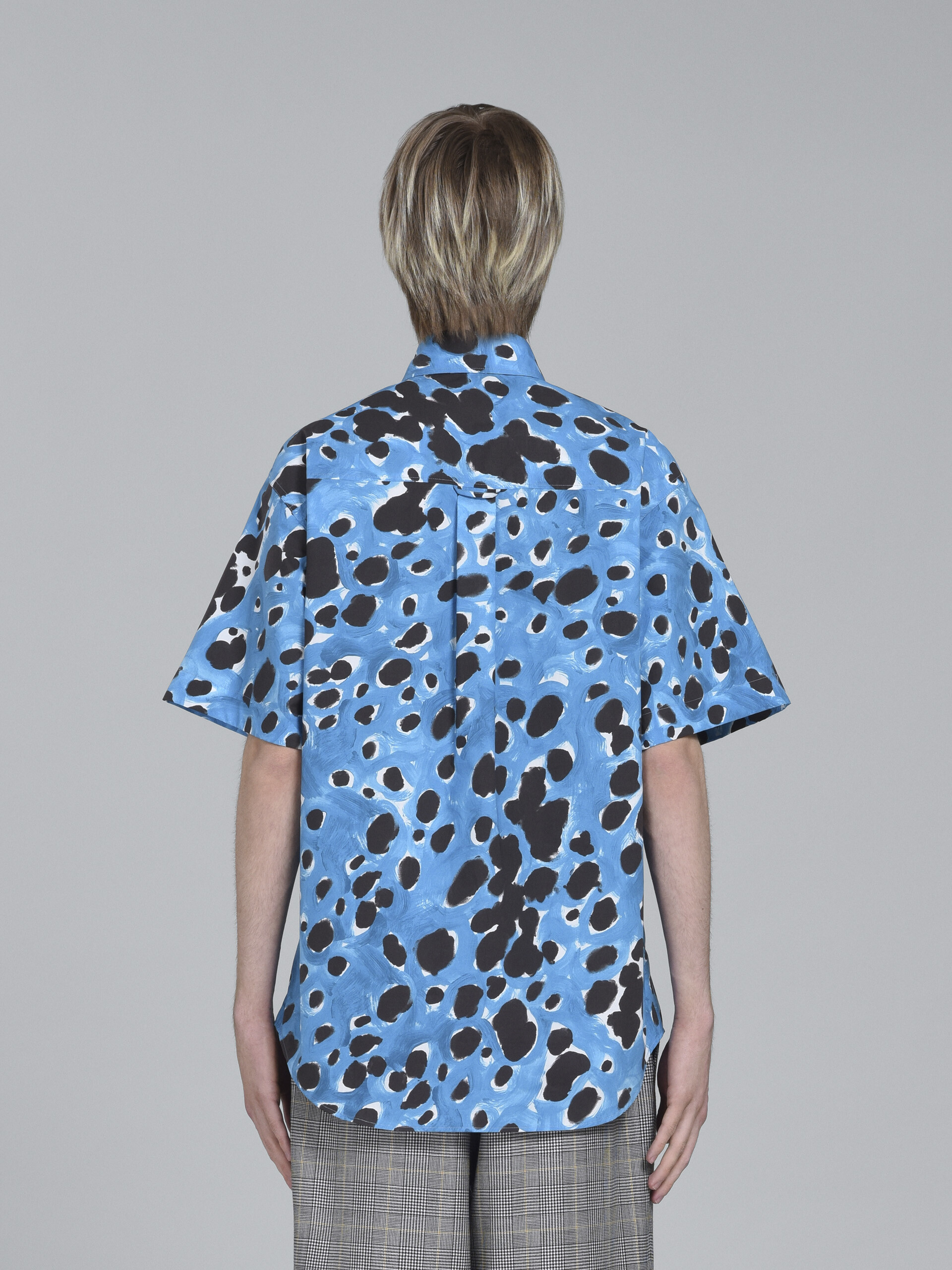 블루 팝 도트 프린트 포플린 셔츠 - Shirts - Image 3