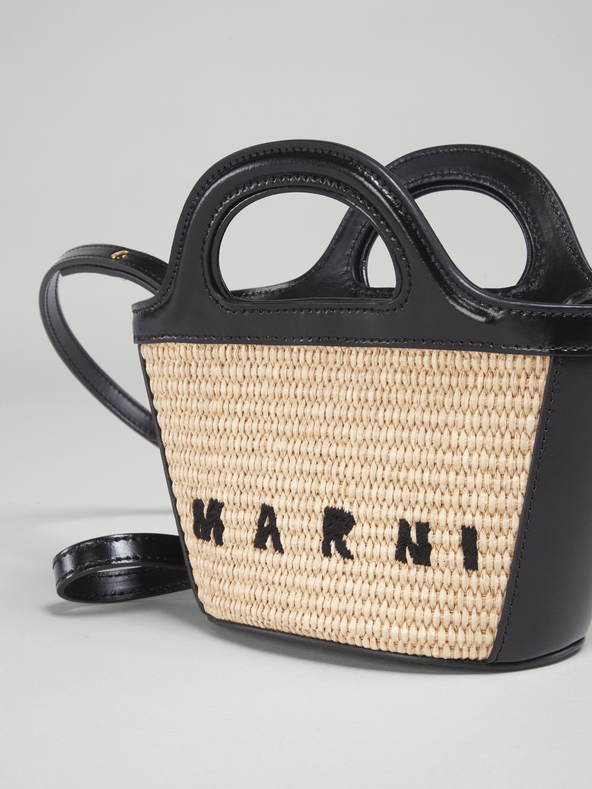Black leather and raffia micro TROPICALIA SUMMER bag - Handbag - Image 4
