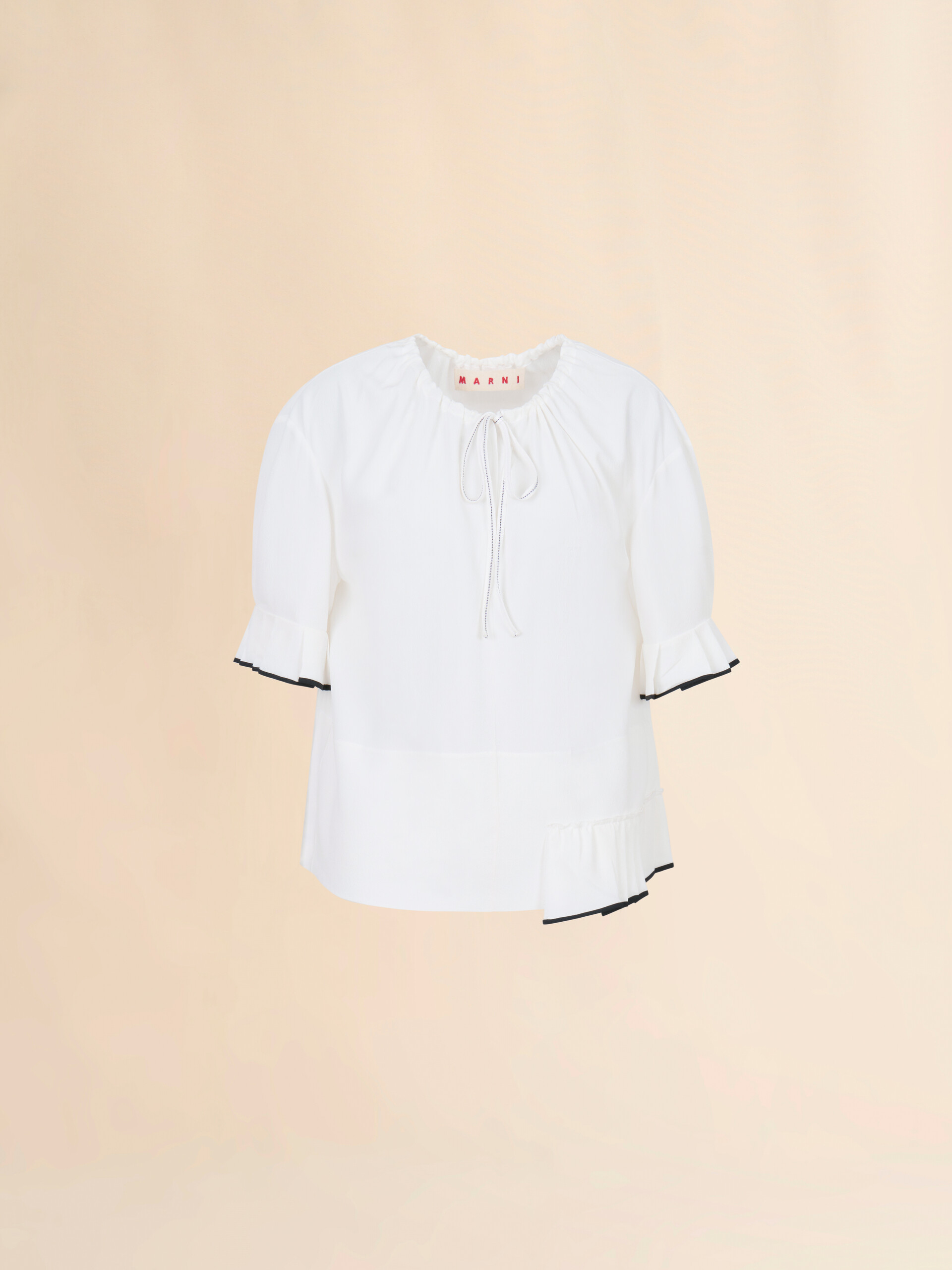 White marocaine top with pleated detail - Shirts - Image 1