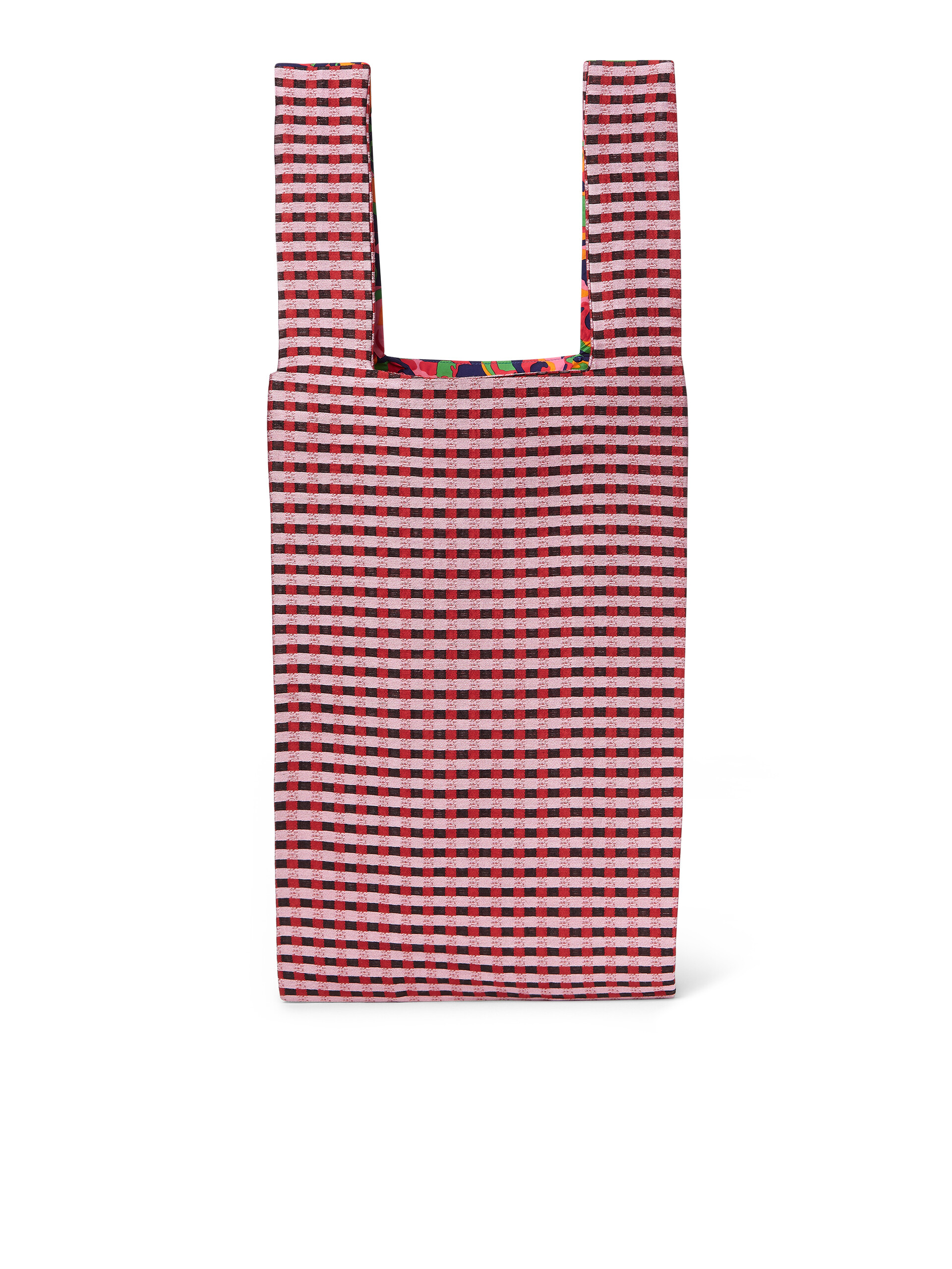 MARNI MARKET TOTE cotton shopping bag with floral and check print - Shopping Bags - Image 3