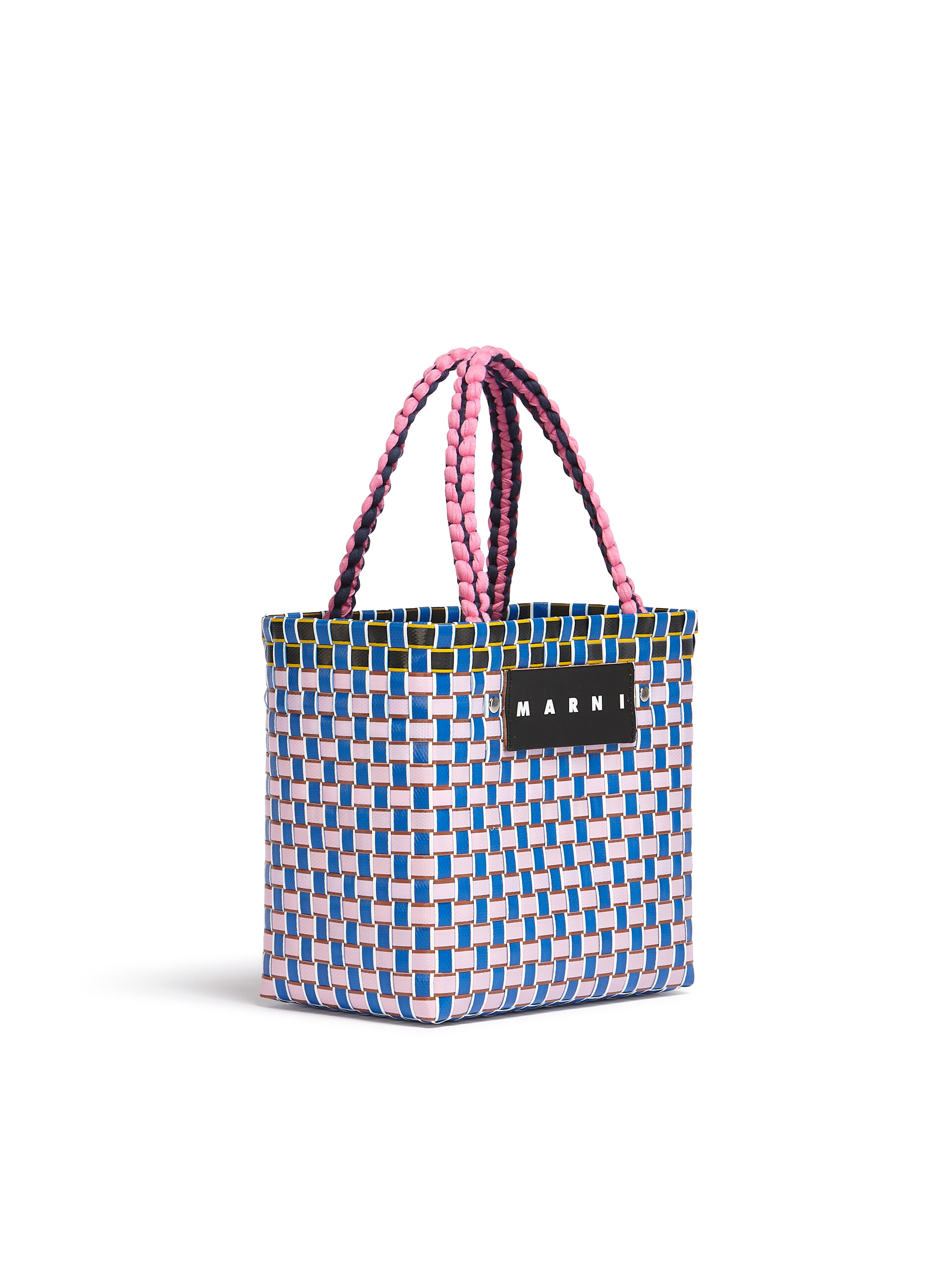 MARNI MARKET BASKET bag in pink square woven material - Bags - Image 2