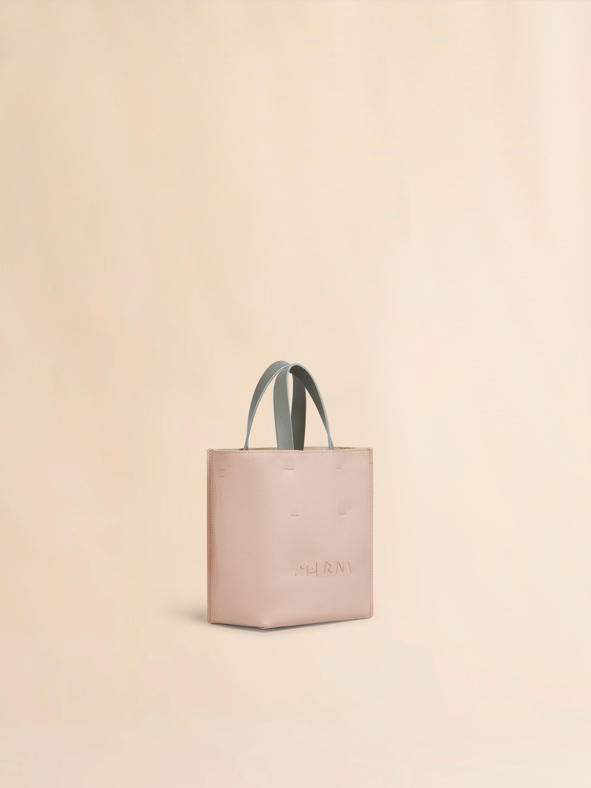 Museo Soft Mini Bag in ivory and brown leather with Marni Mending - Shopping Bags - Image 5