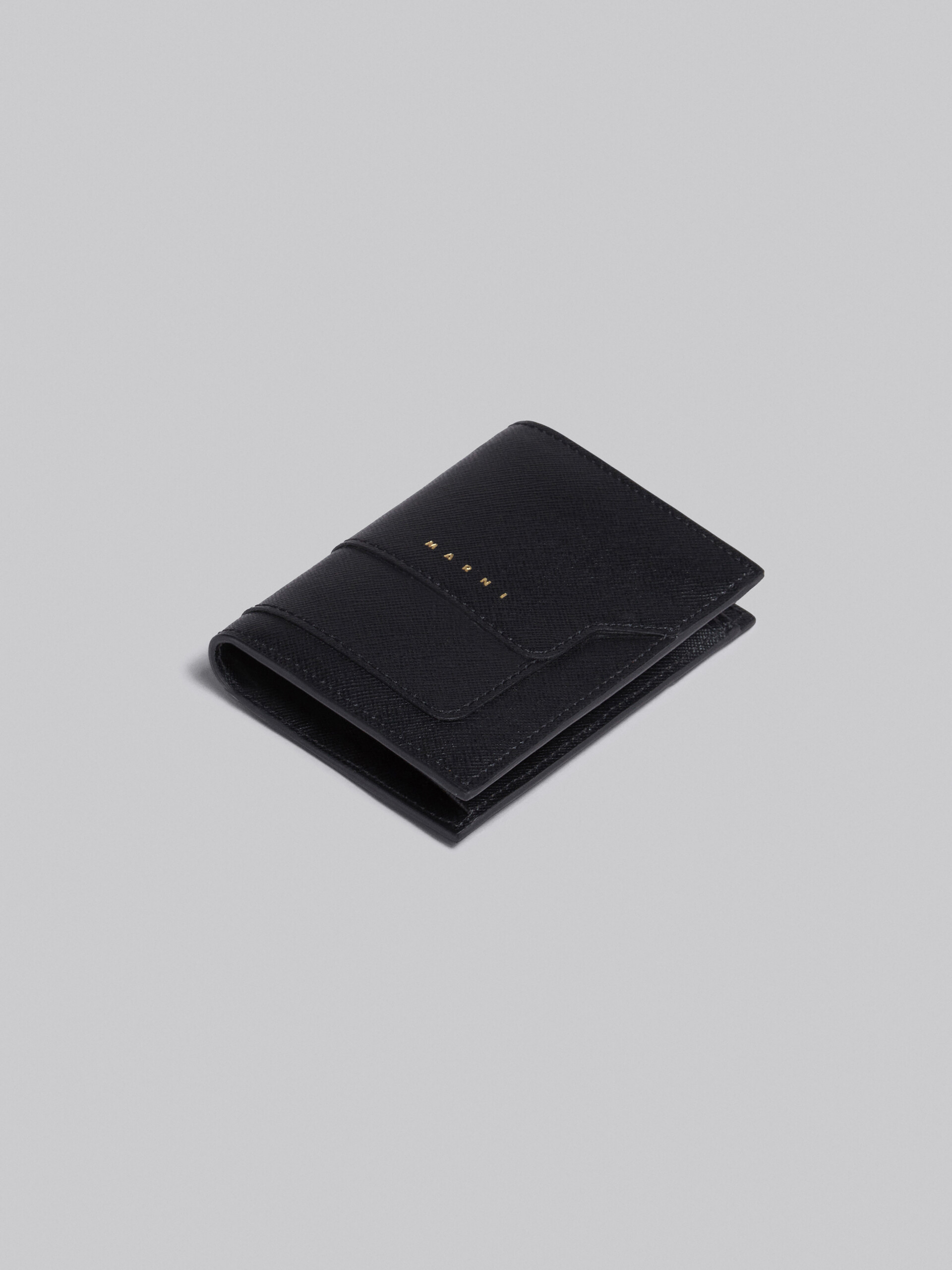 Schwarze Faltbrieftasche aus Saffianleder - Brieftaschen - Image 5