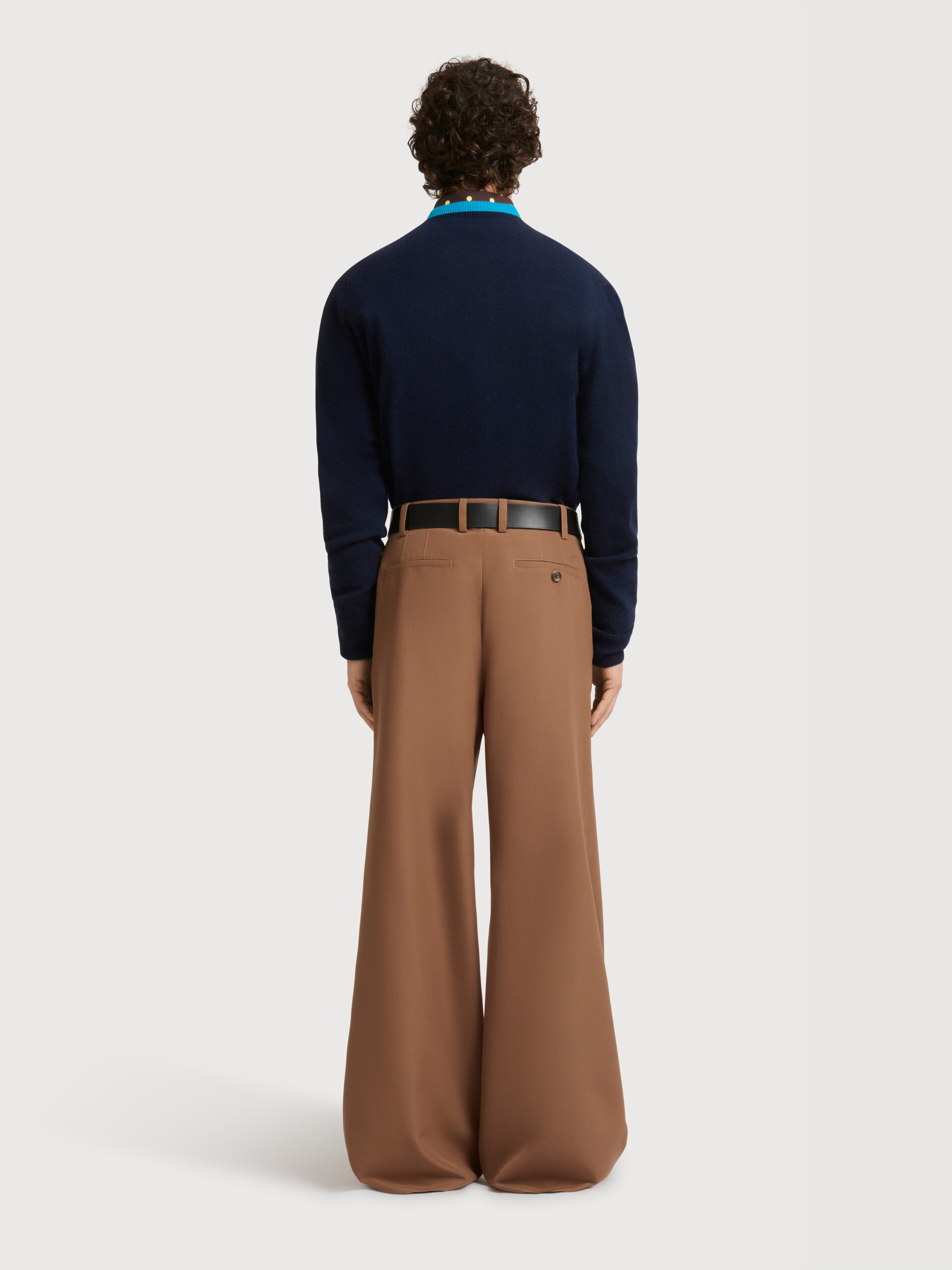 Brown technical wool trousers with buttoned flap - Pants - Image 4