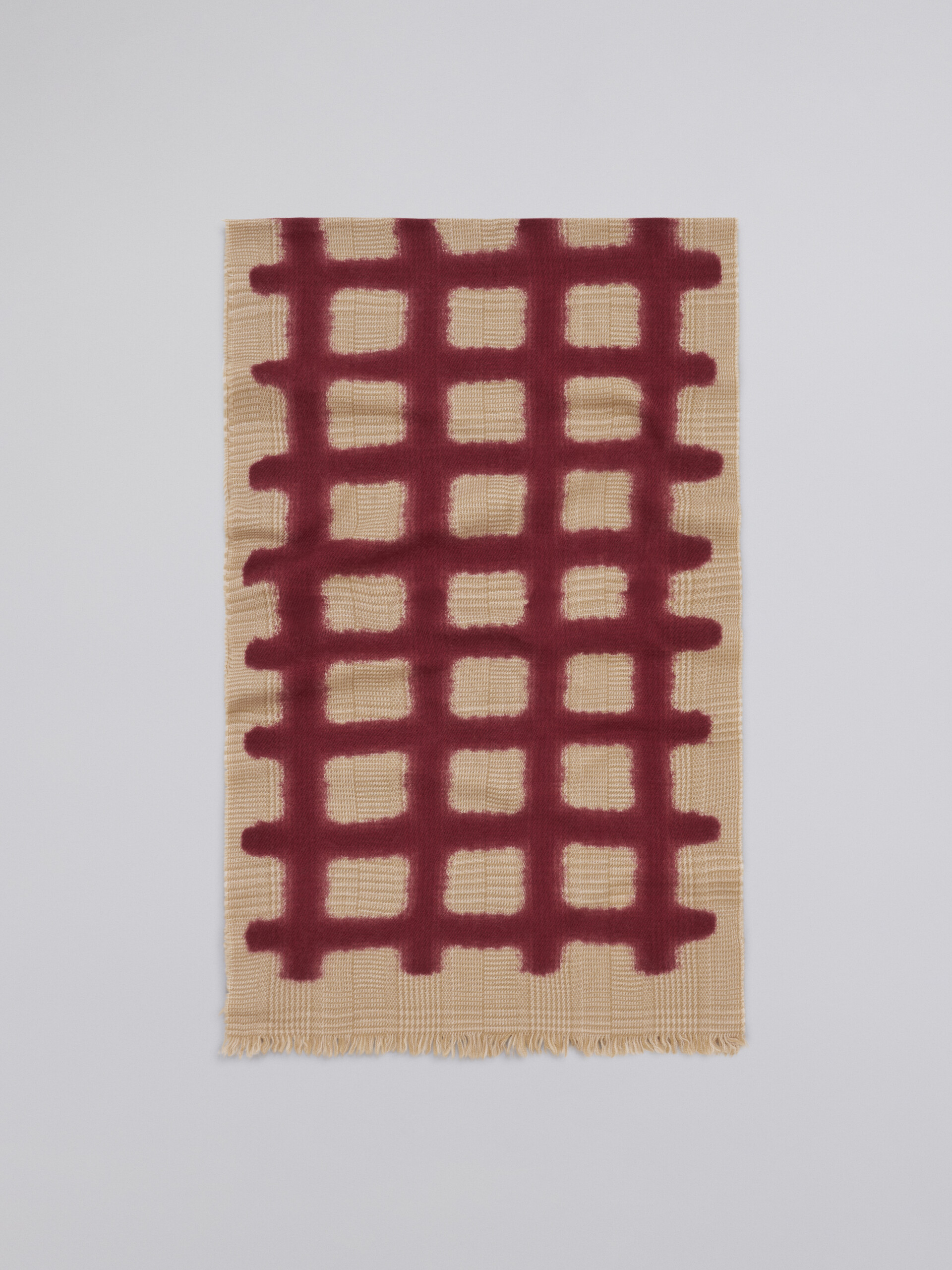 Sciarpa in lana spruzzata con motivo a riquadri - Sciarpe - Image 1